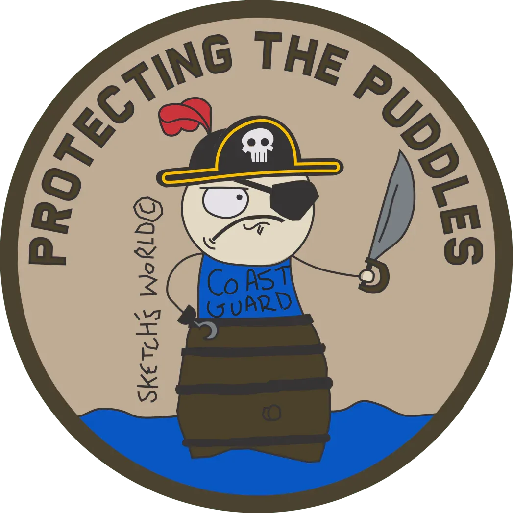 Tactical Gear Junkie Stickers Sketch's World © Protecting The Puddles - 3.5 Inch Sticker