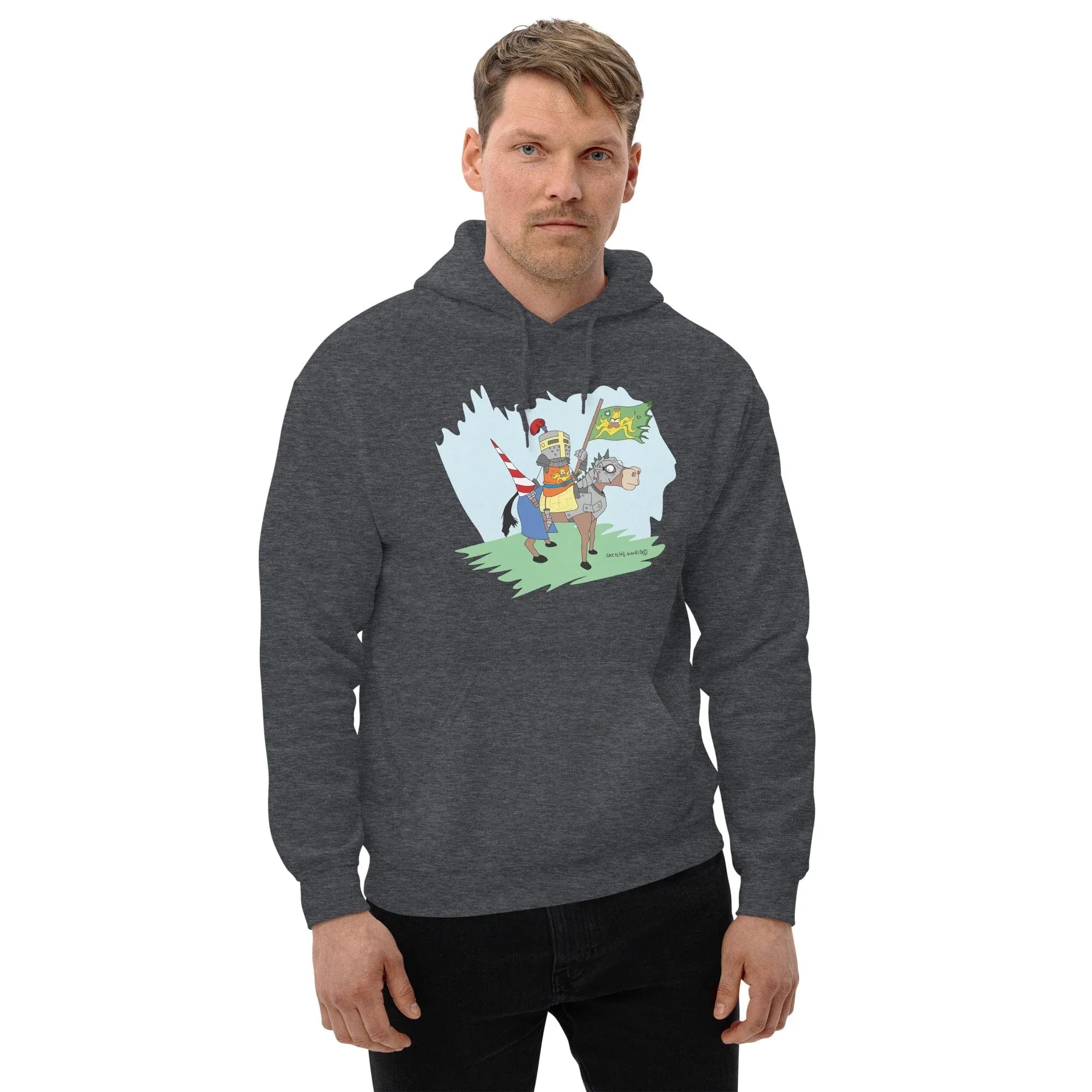 Tactical Gear Junkie Dark Heather / S Sketch's World © Officially Licensed - Knight on Horse Unisex Hoodie