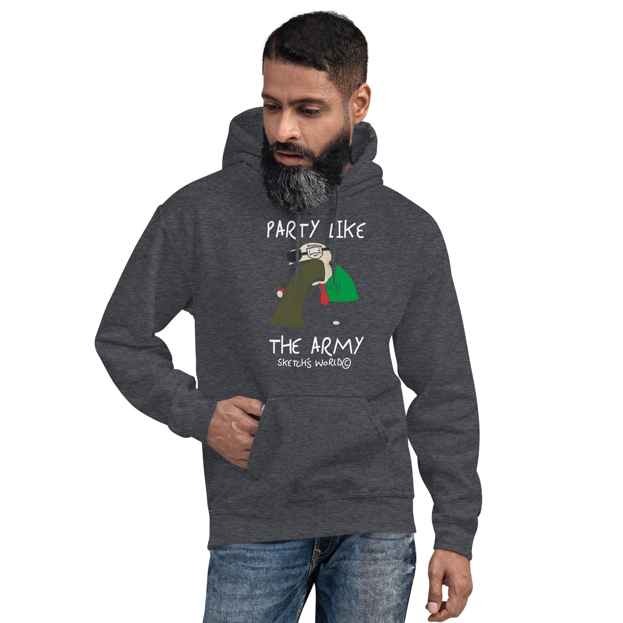 Tactical Gear Junkie Dark Heather / S Sketch's World © Officially Licensed - Party Like the Army Unisex Hoodie