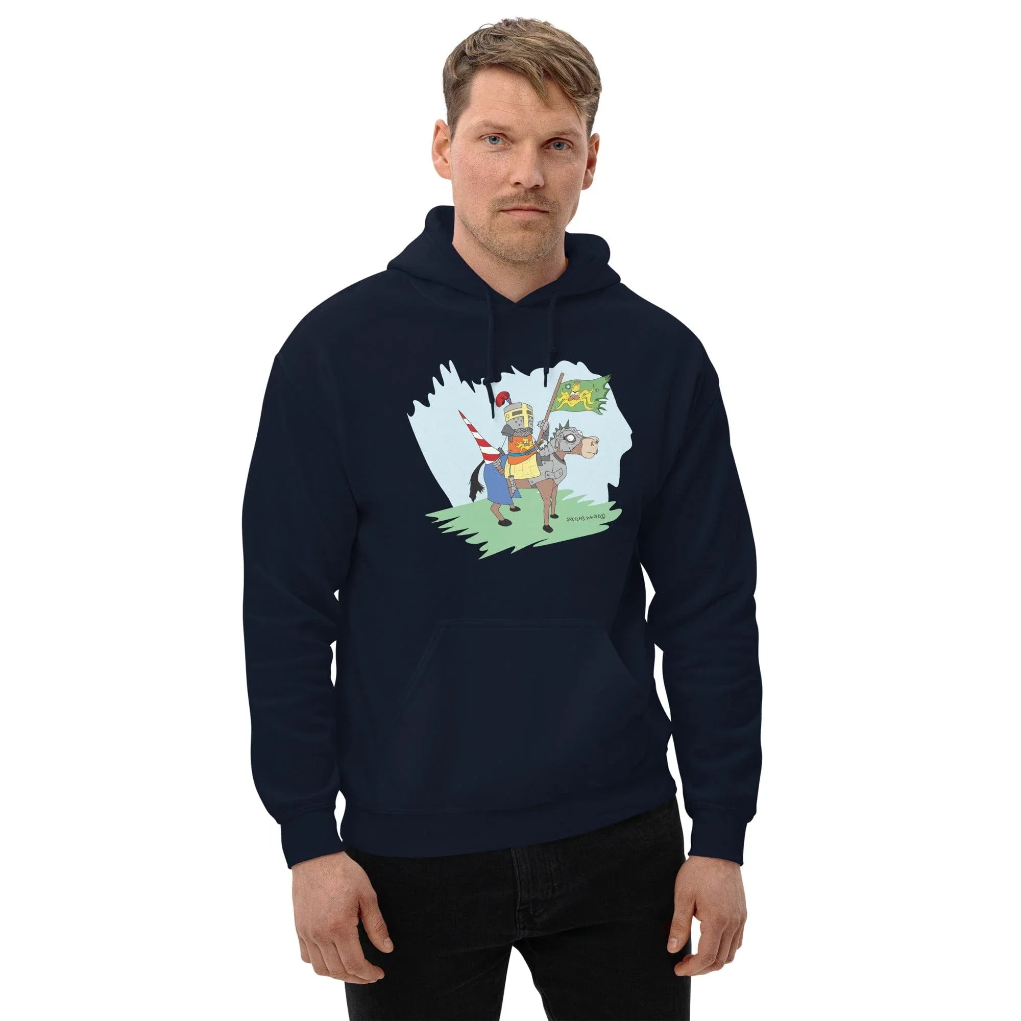 Tactical Gear Junkie Navy / S Sketch's World © Officially Licensed - Knight on Horse Unisex Hoodie