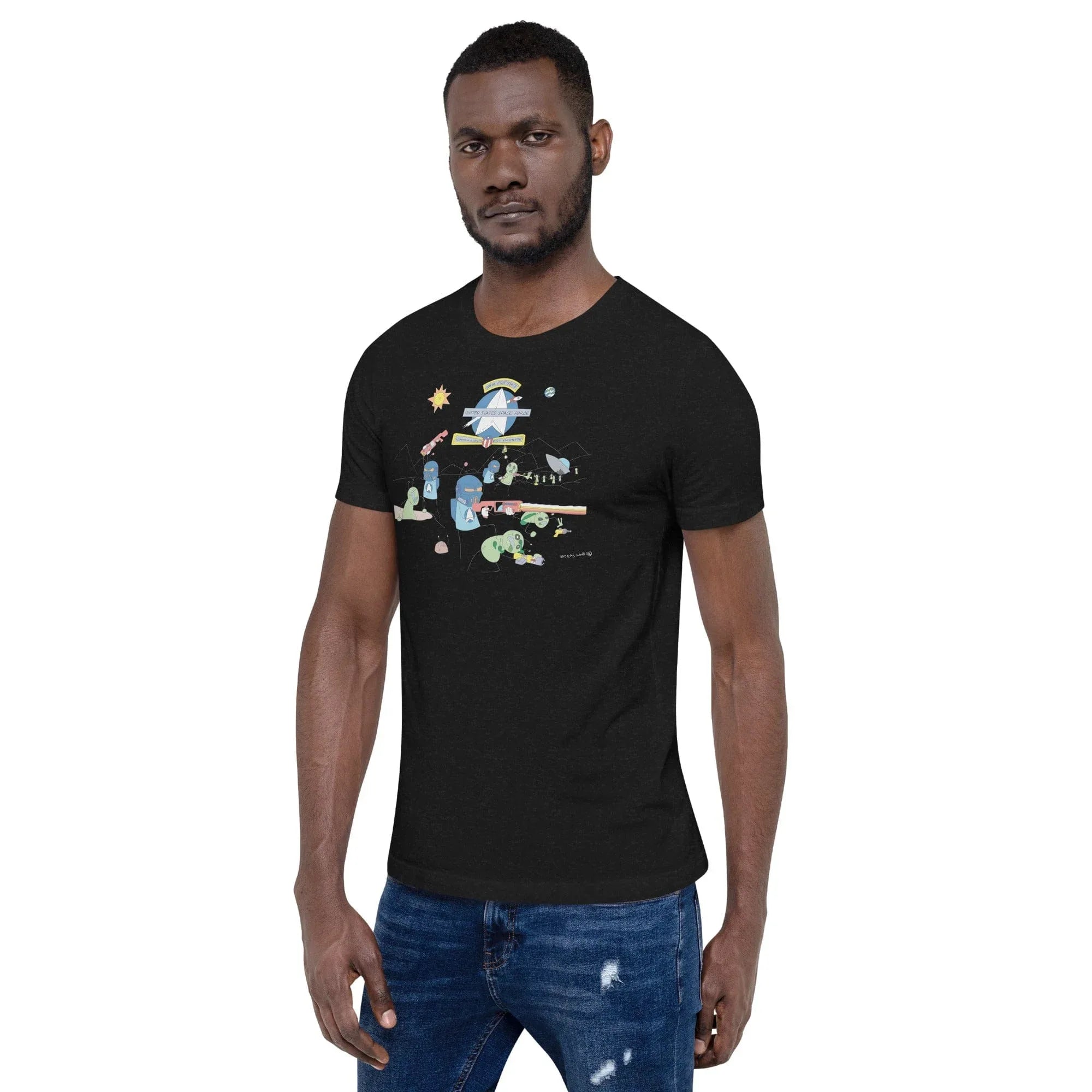 Tactical Gear Junkie Sketch's World © Officially Licensed - Space Force & Aliens Unisex T-Shirt