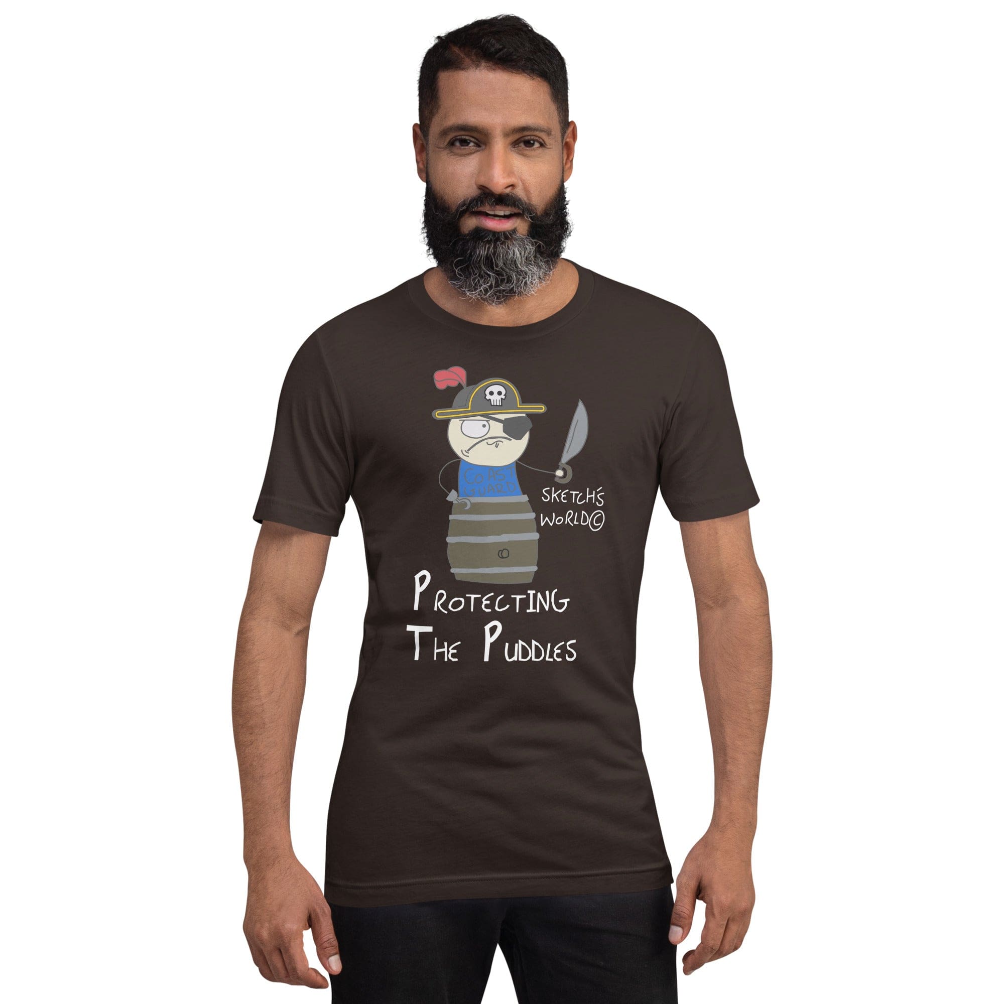 Tactical Gear Junkie Brown / S Sketch's World © Officially Licensed - Protecting the Puddles Coast Guard Unisex T-Shirt