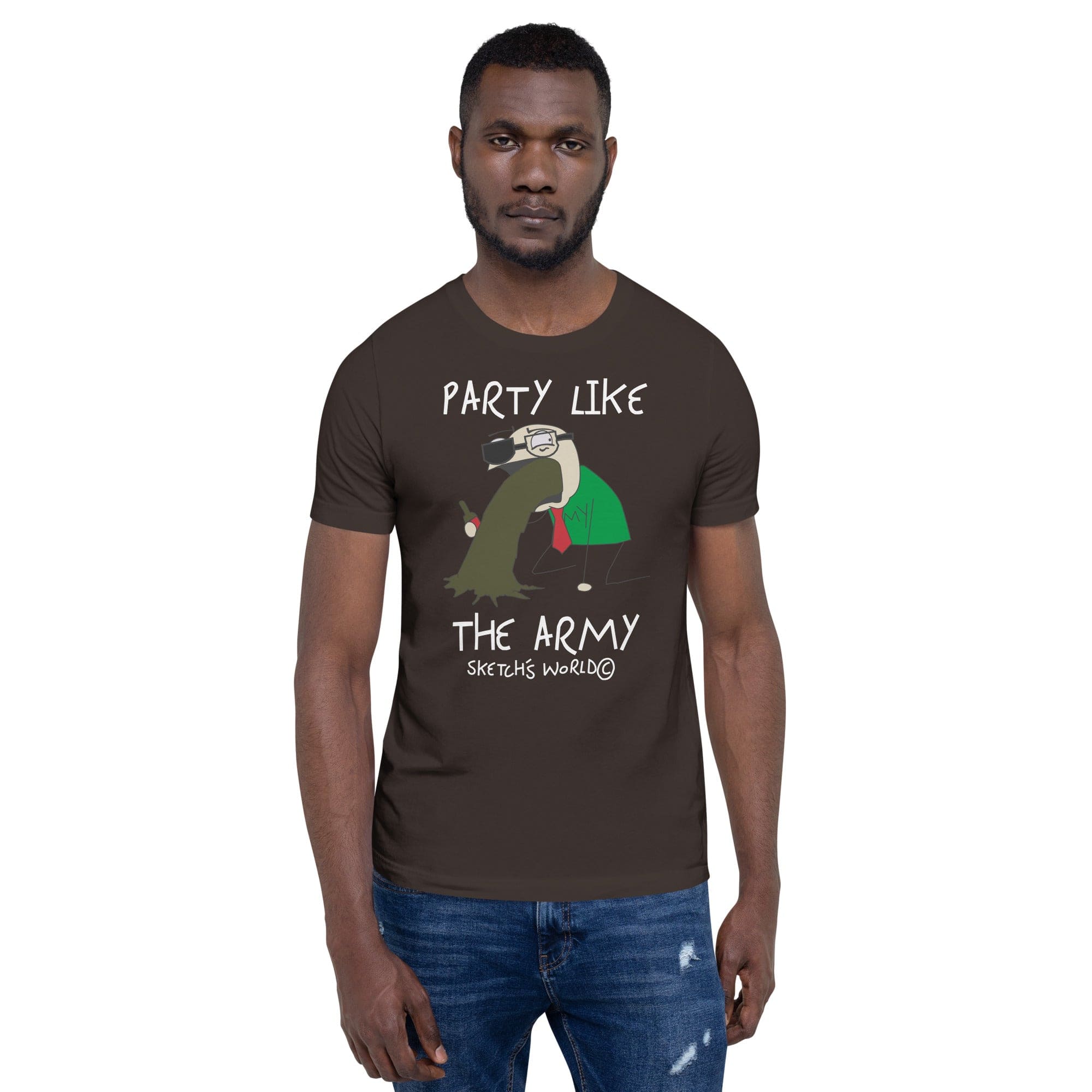Tactical Gear Junkie Brown / S Sketch's World © Officially Licensed - Party Like the Army Unisex T-Shirt