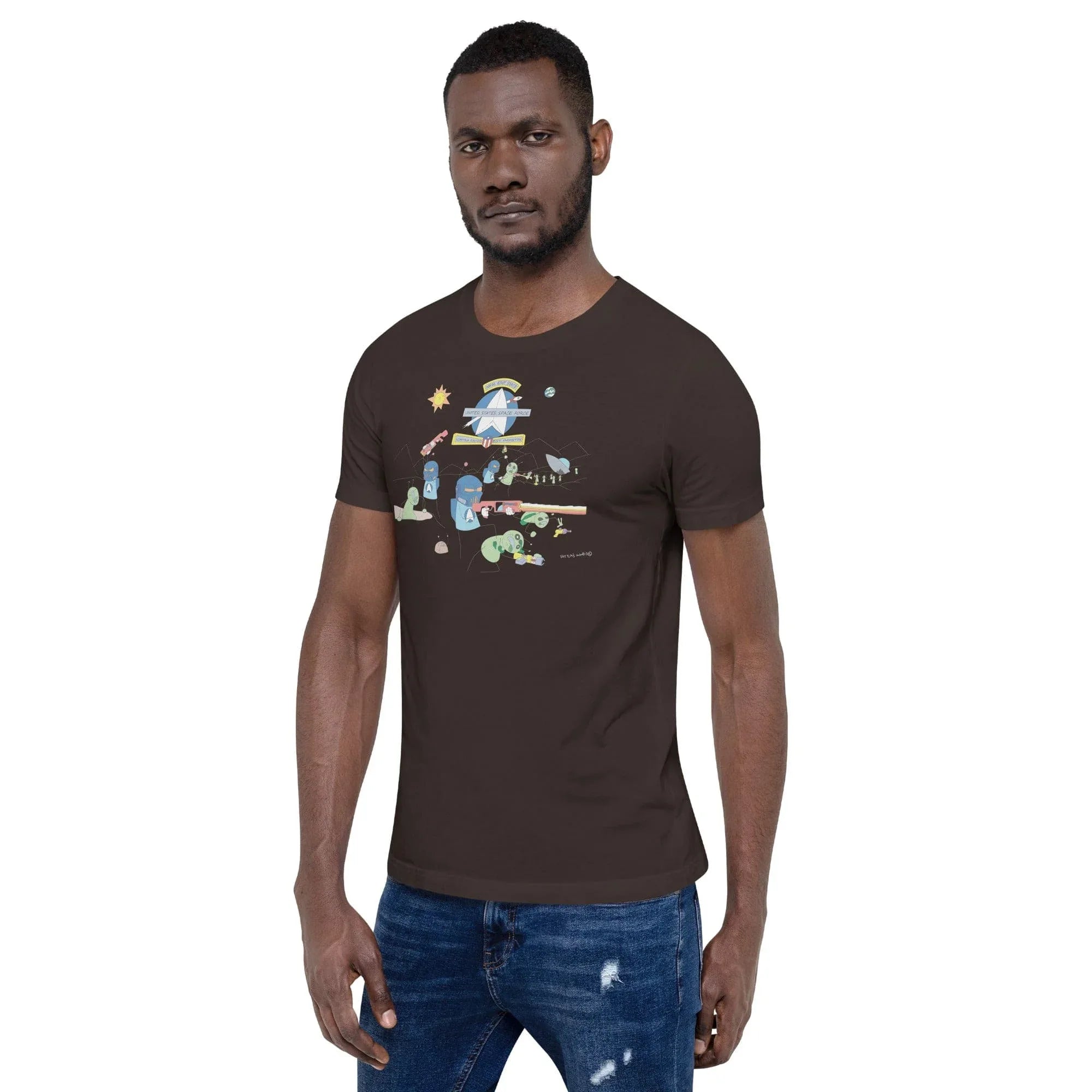 Tactical Gear Junkie Sketch's World © Officially Licensed - Space Force & Aliens Unisex T-Shirt