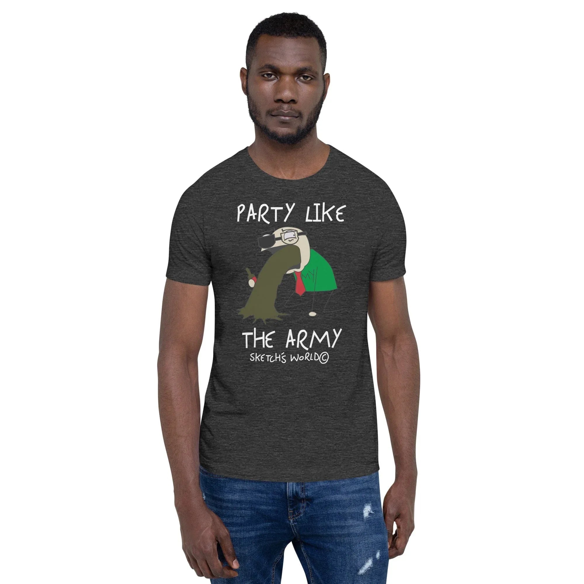 Tactical Gear Junkie Dark Grey Heather / XS Sketch's World © Officially Licensed - Party Like the Army Unisex T-Shirt