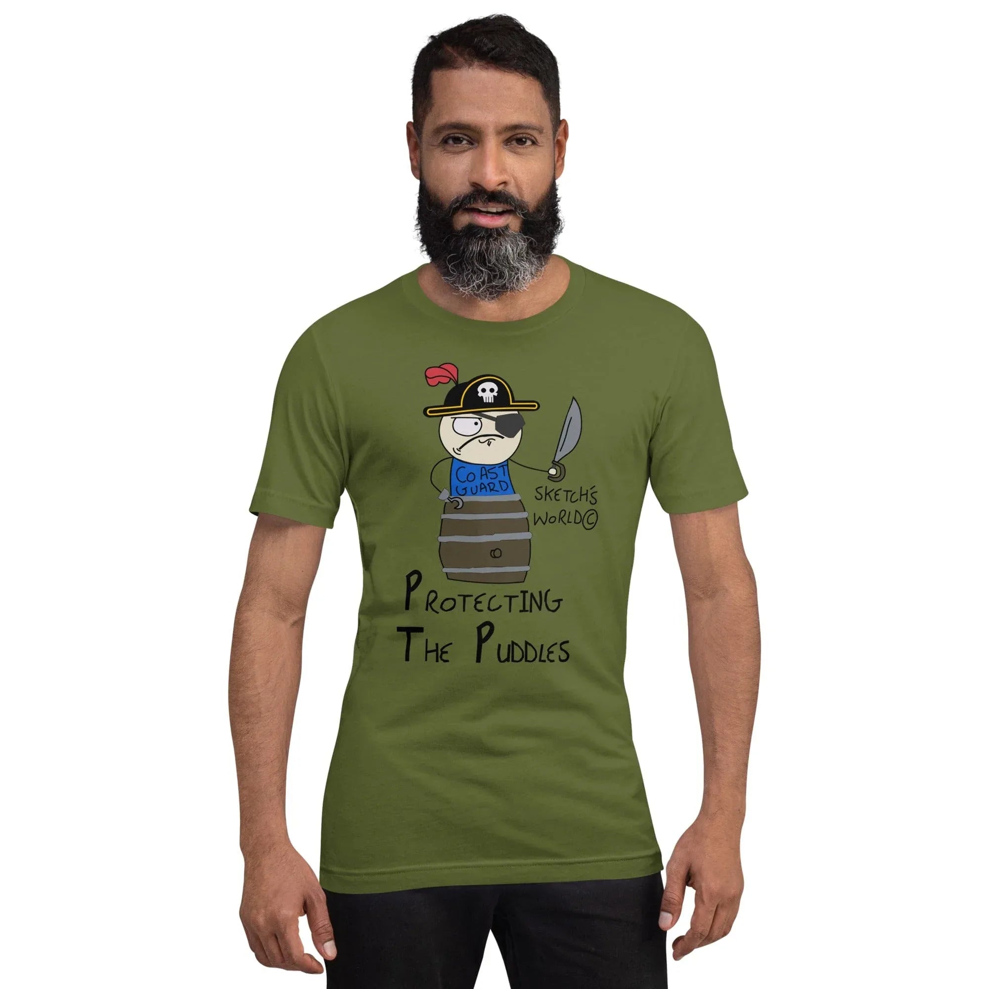 Tactical Gear Junkie Olive / S Sketch's World © Officially Licensed - Protecting the Puddles Coast Guard Unisex T-Shirt