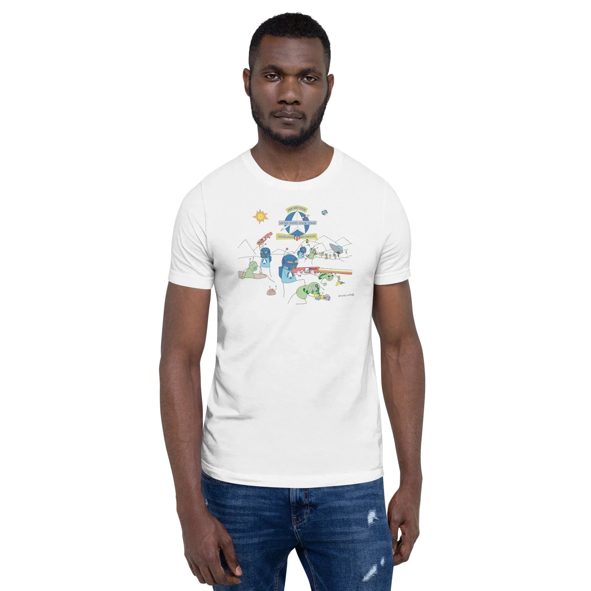 Tactical Gear Junkie White / XS Sketch's World © Officially Licensed - Space Force & Aliens Unisex T-Shirt