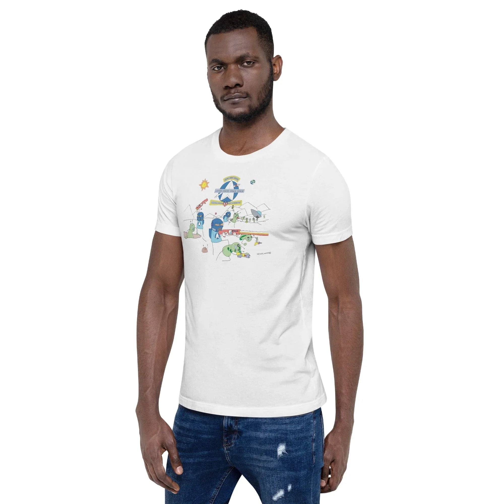 Tactical Gear Junkie Sketch's World © Officially Licensed - Space Force & Aliens Unisex T-Shirt