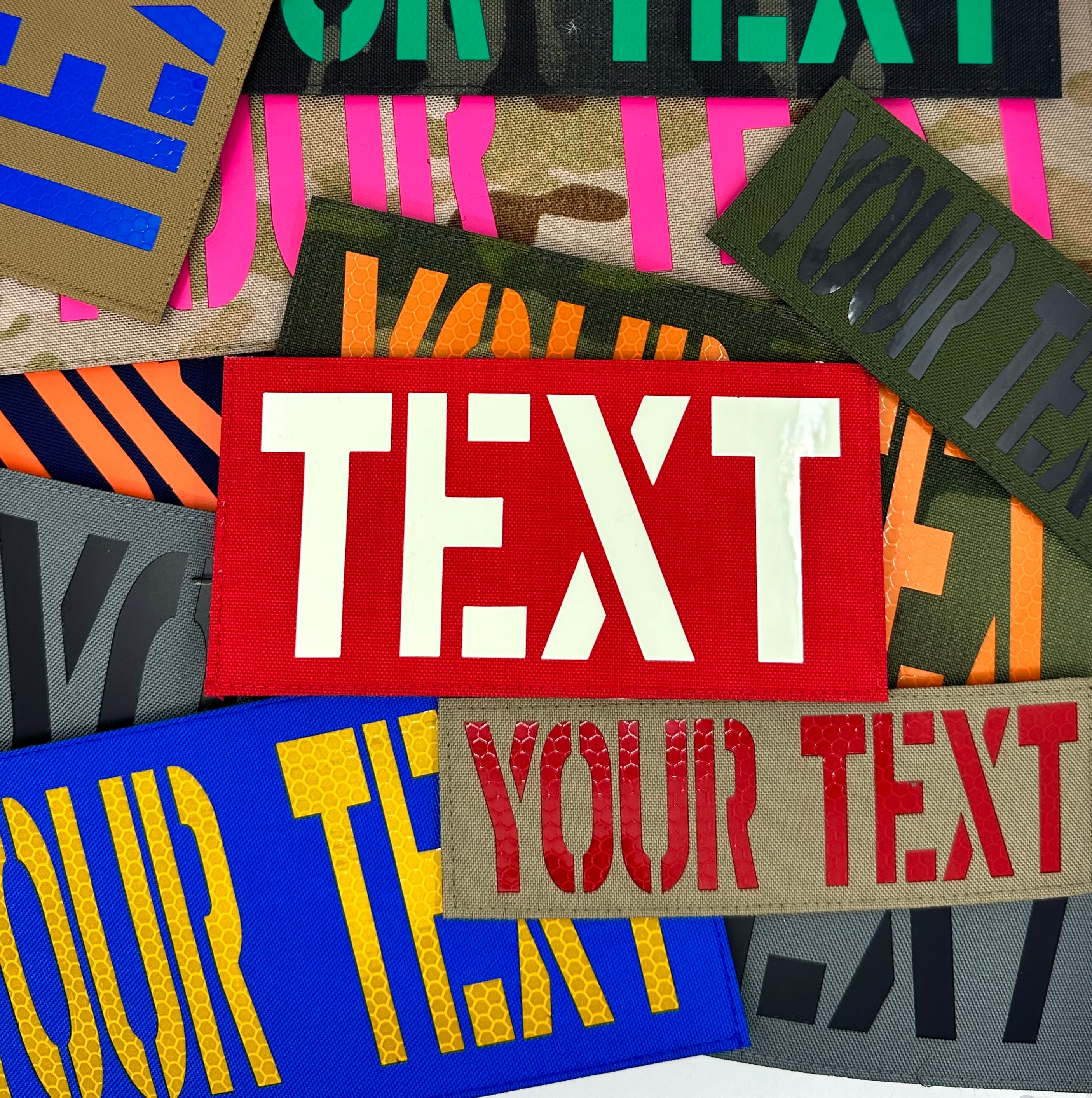 custom text patches in multiple sizes