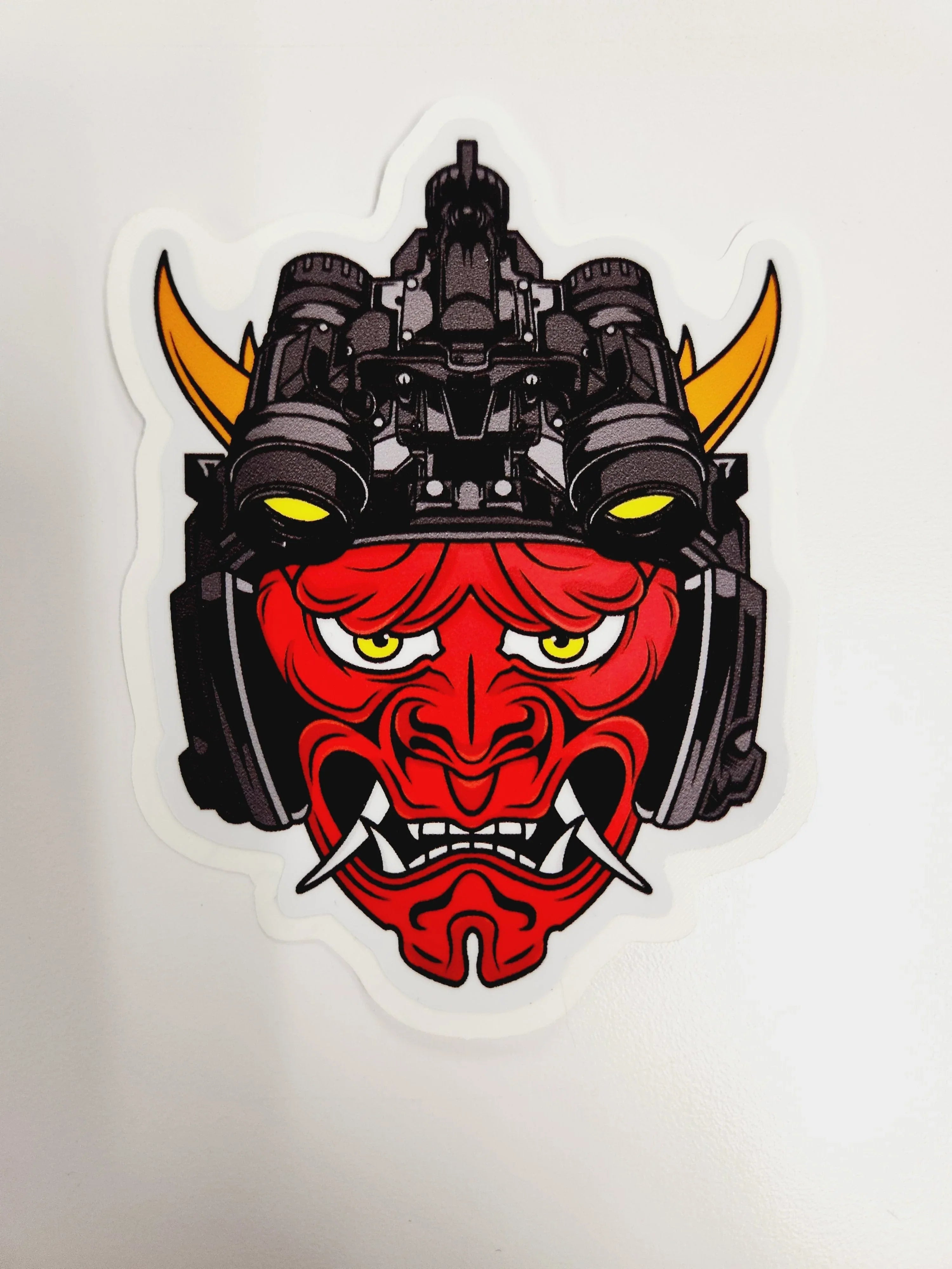 demon goggles STICKER - Tactical Oni Samurai with Night Vision Goggles Slap
