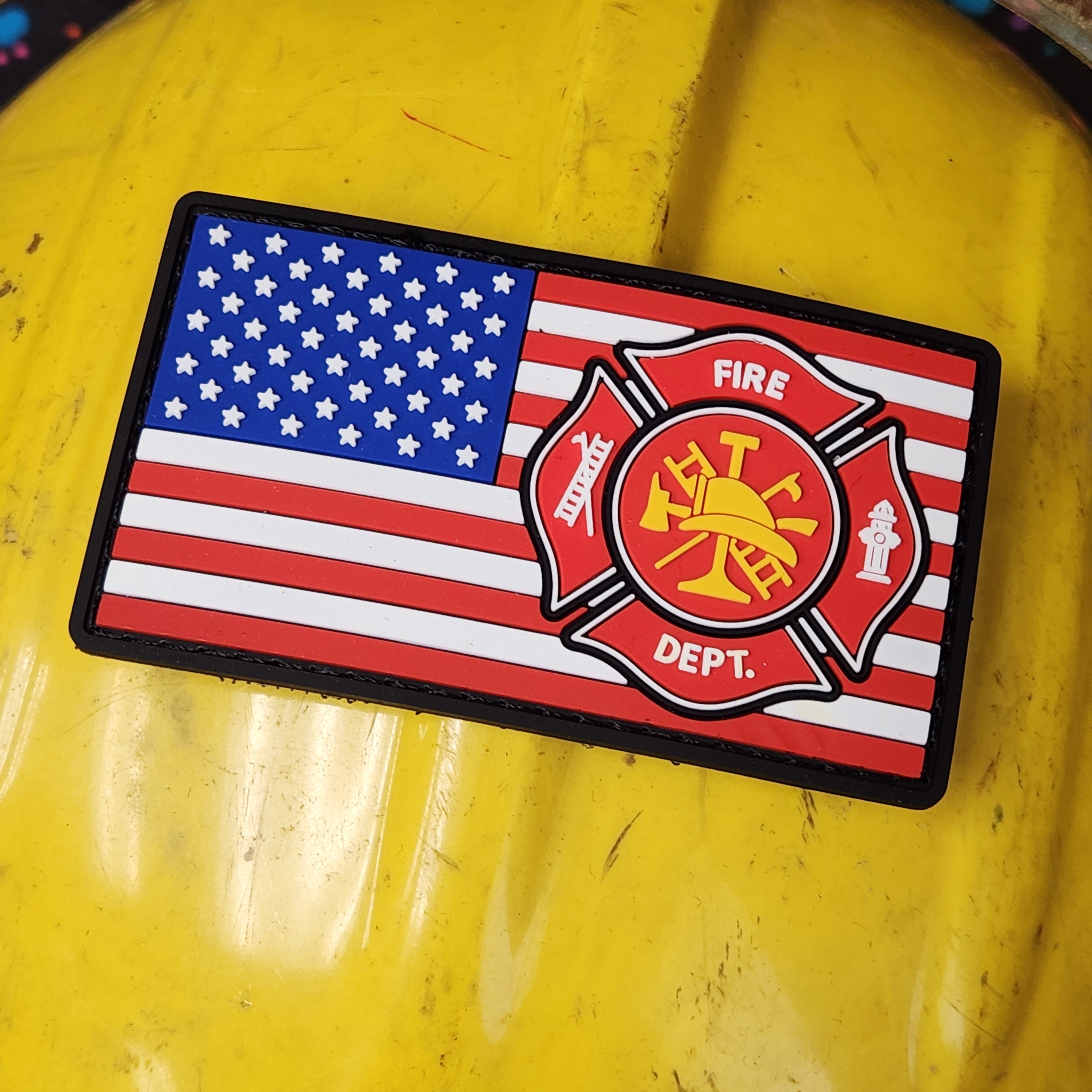 US Flag / Fire Dept. - 2x3.5 PVC Patch - Full Color