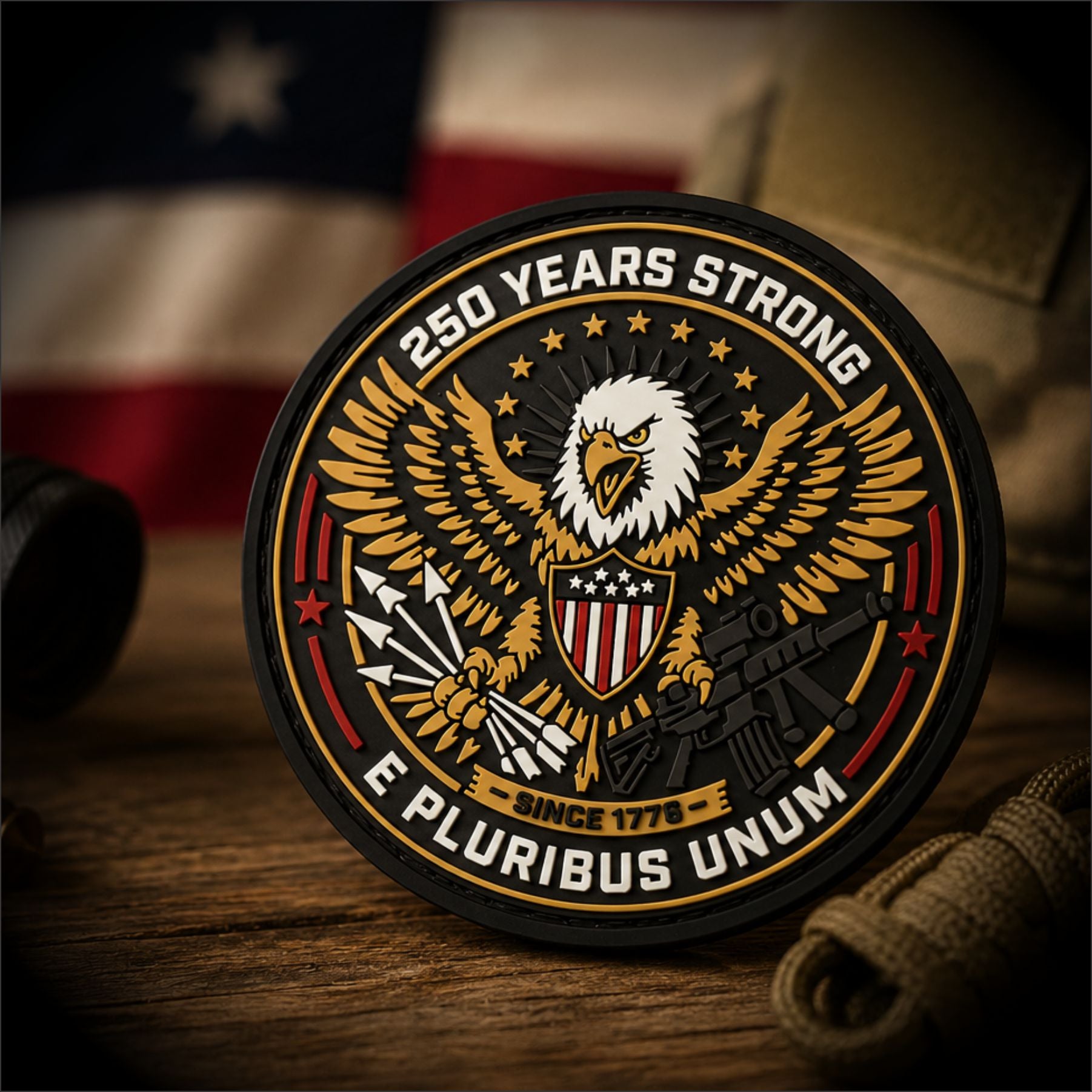 250 Years Strong - Since 1776. -  3.5" PVC Patch