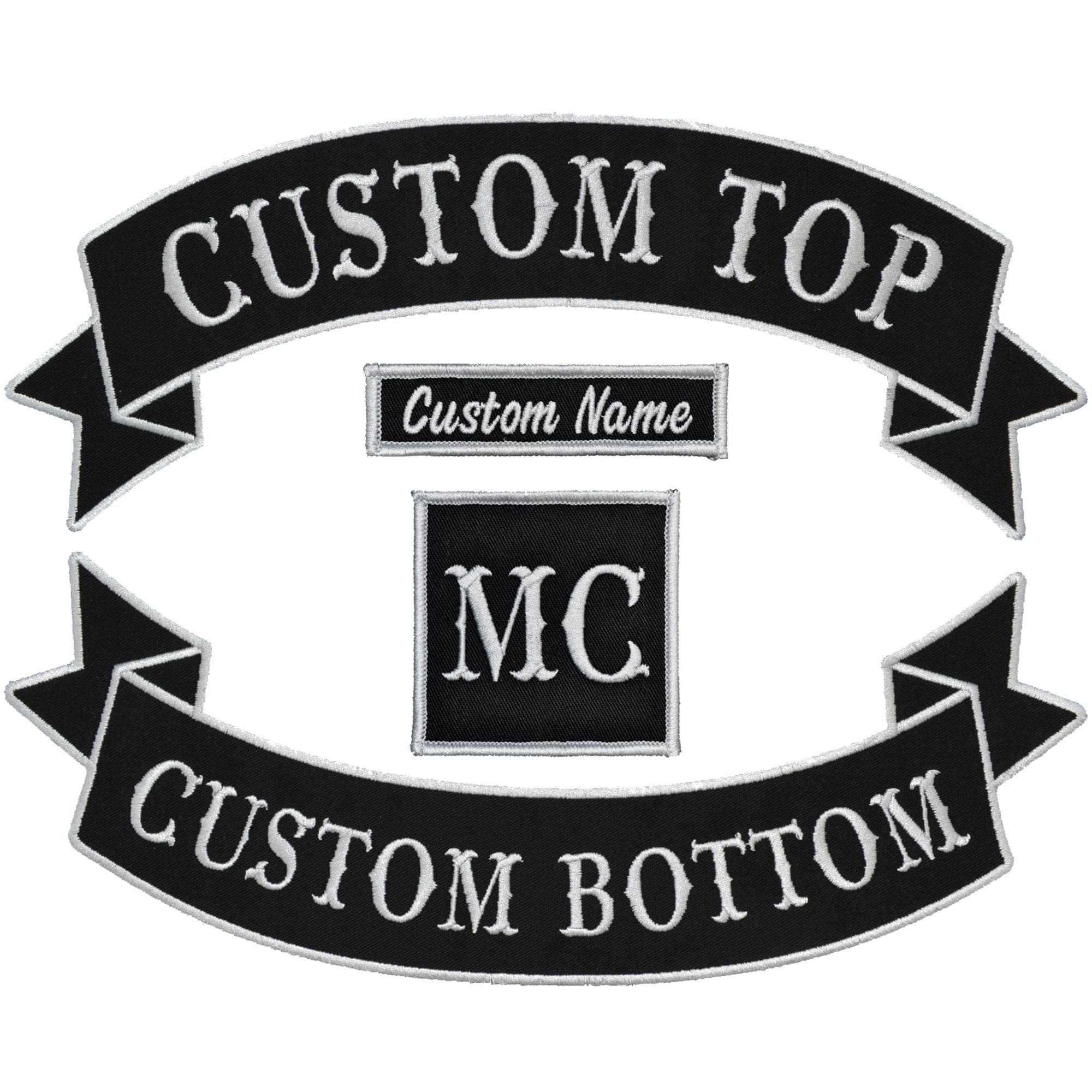 Tactical Gear Junkie Patches Custom Biker Vest Patch 4 Piece Set - Banner Style Tab and Rocker - Sew On