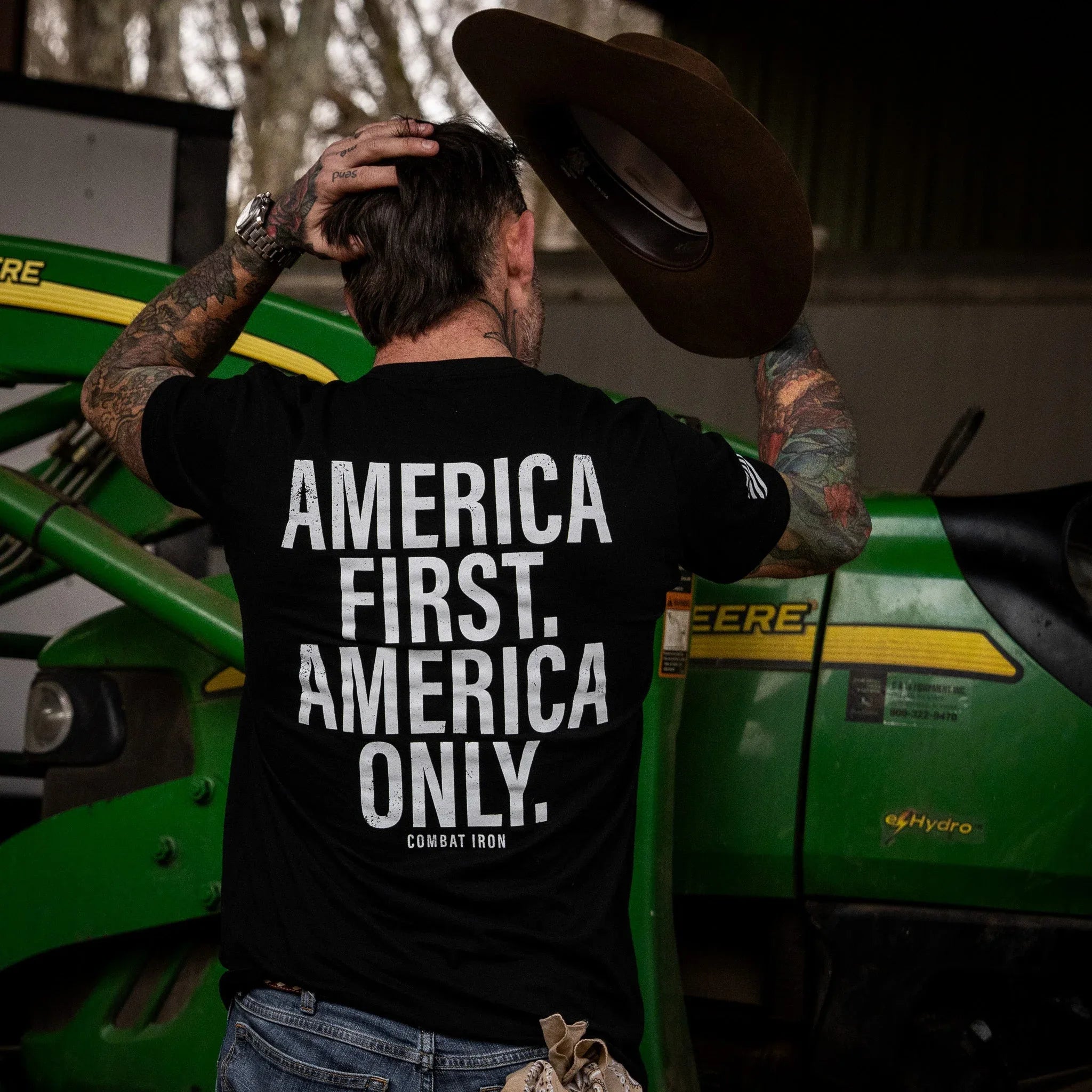 America First. American Only. Men's T-Shirt - Combat Iron Apparel Co.