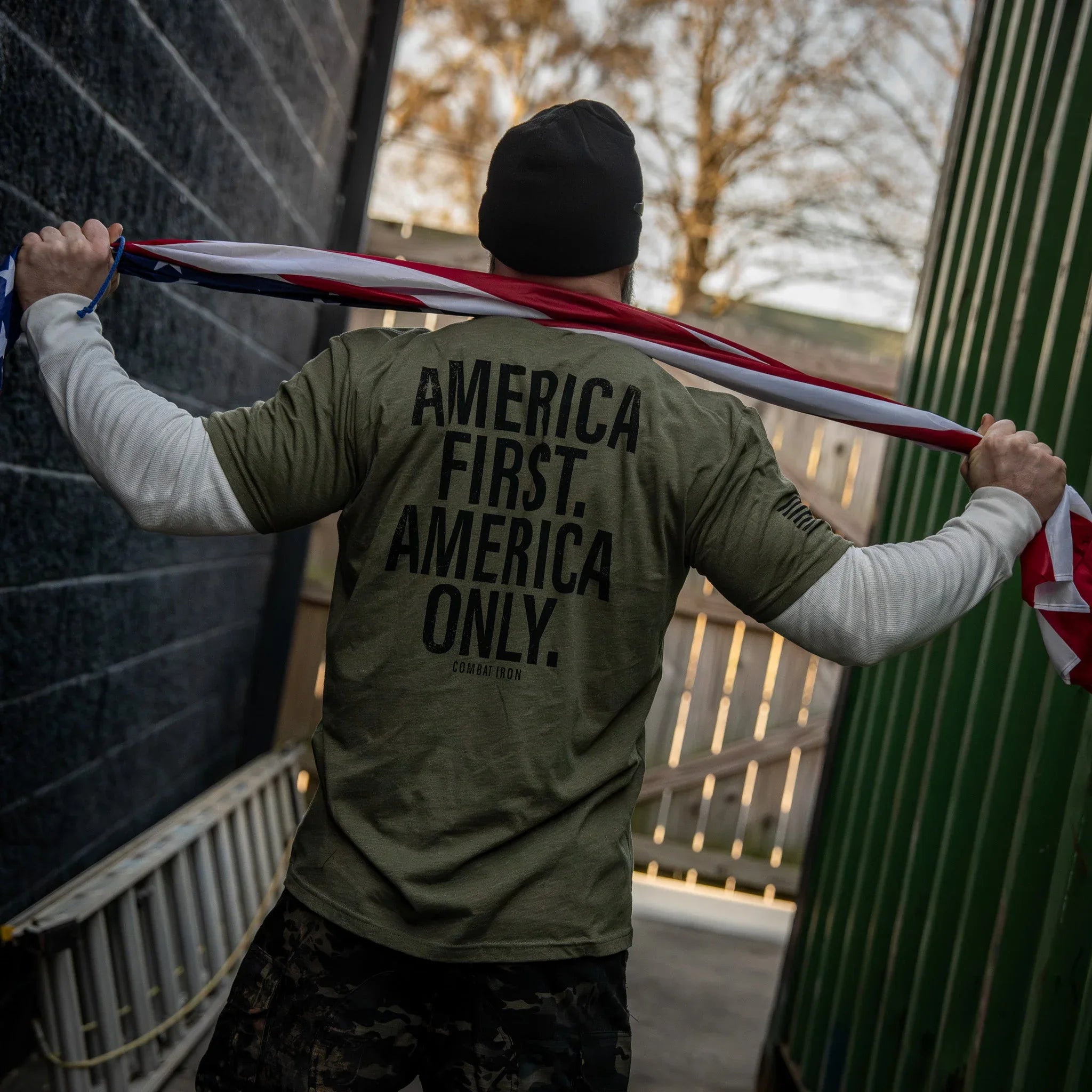 America First. American Only. Men's T-Shirt - Combat Iron Apparel Co.