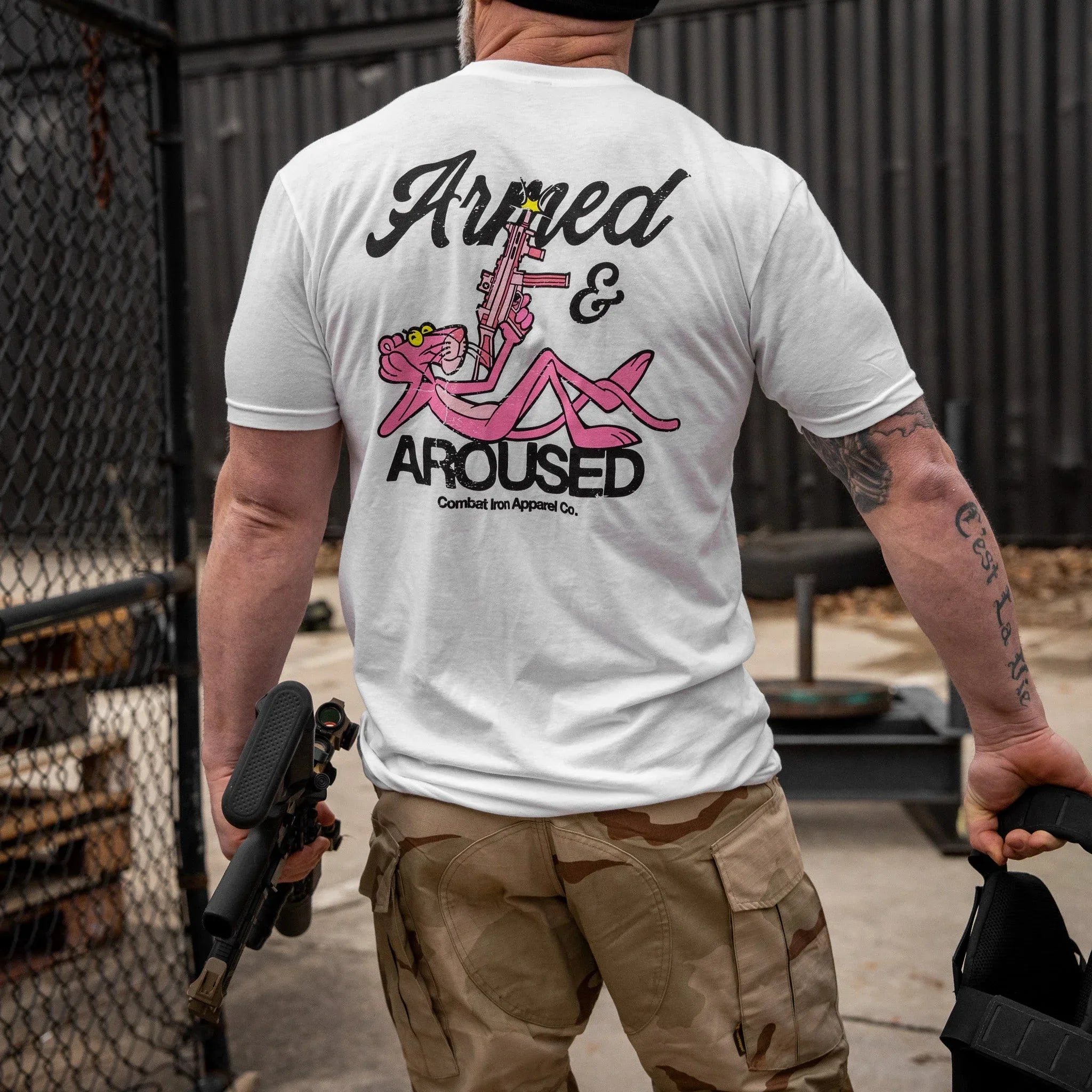 Armed and Aroused  Men's T-Shirt - Combat Iron Apparel Co.
