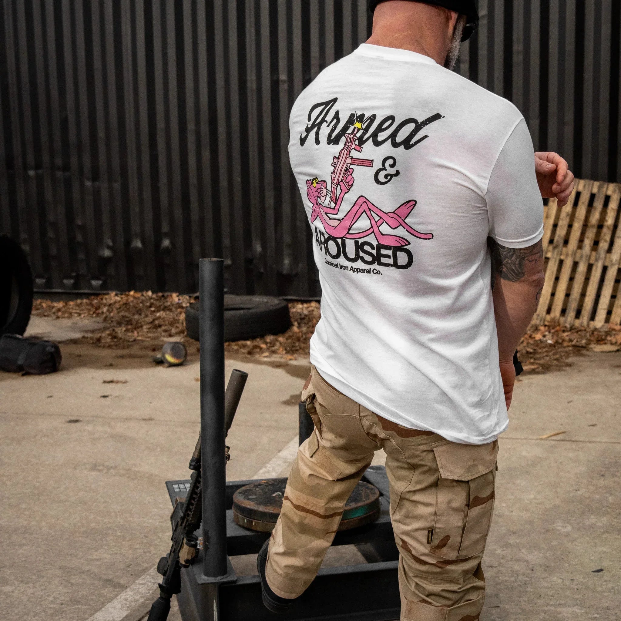 Armed and Aroused  Men's T-Shirt - Combat Iron Apparel Co.