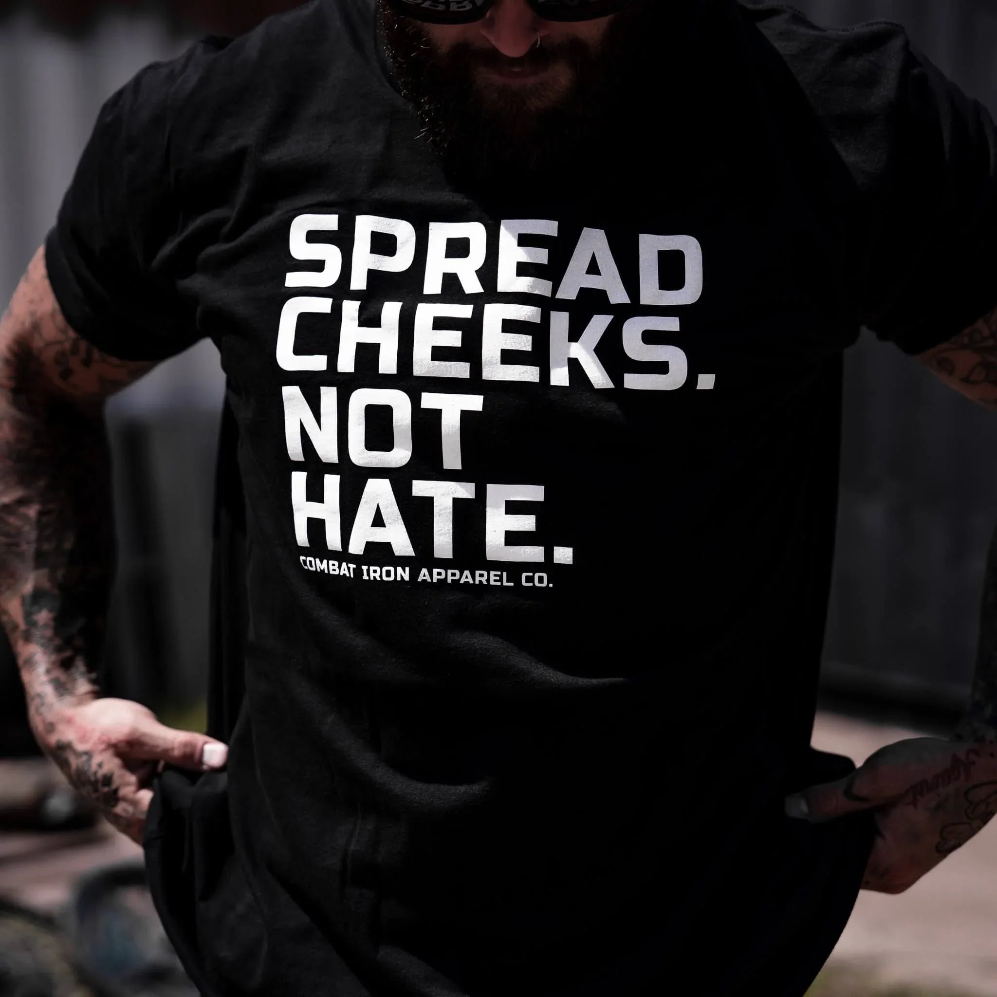 Spread Cheeks. Not Hate. Men's T-Shirt - Combat Iron Apparel Co.