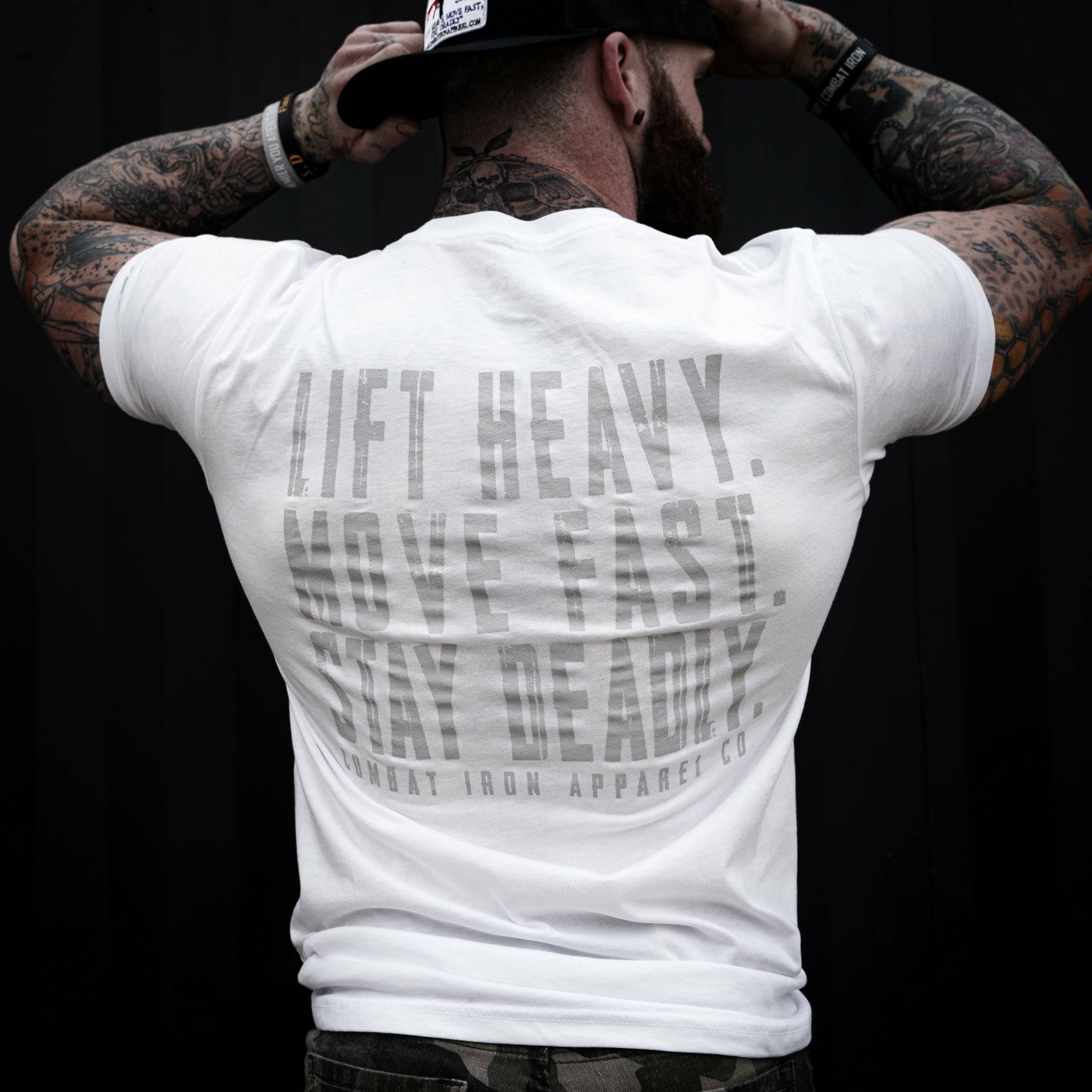 Original Motto: Lift Heavy. Move Fast. Stay Deadly. Men's T-Shirt - Combat Iron Apparel Co.