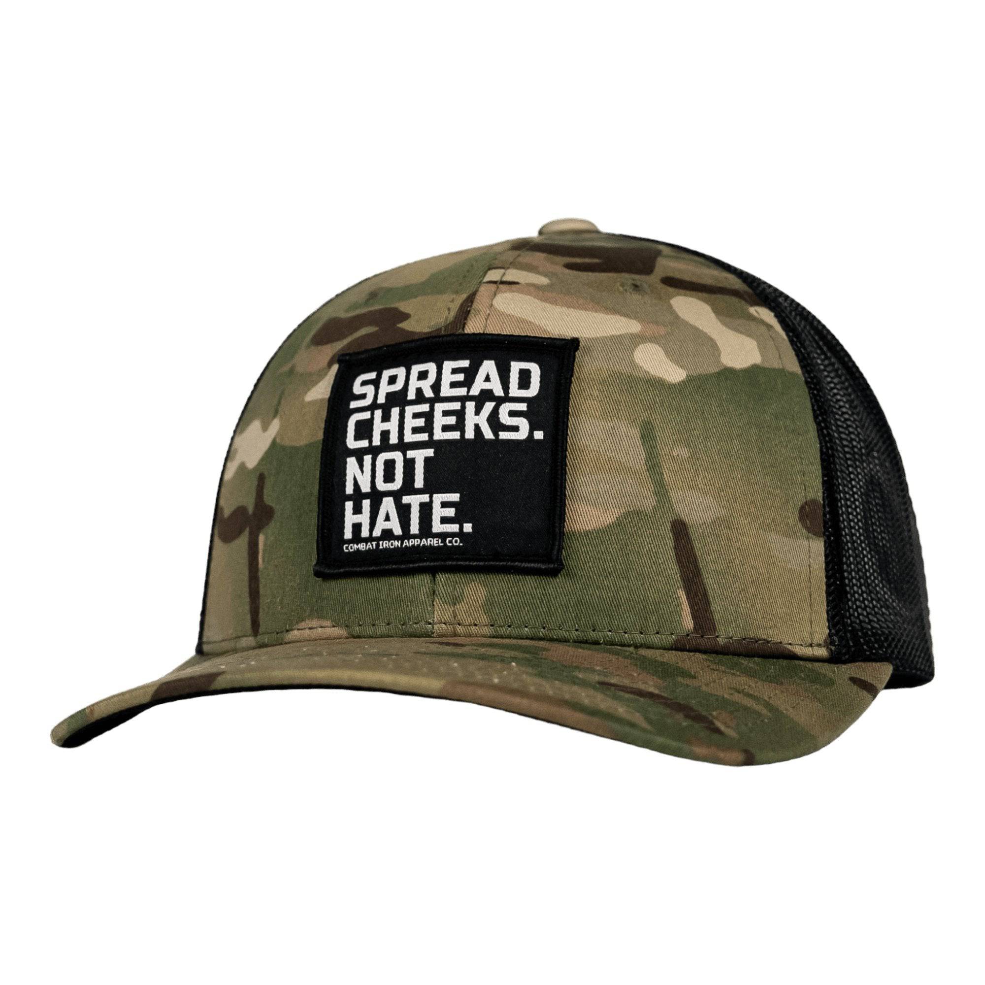 SPREAD CHEEKS. NOT HATE. Patch Snapback HAT - Combat Iron Apparel Co.