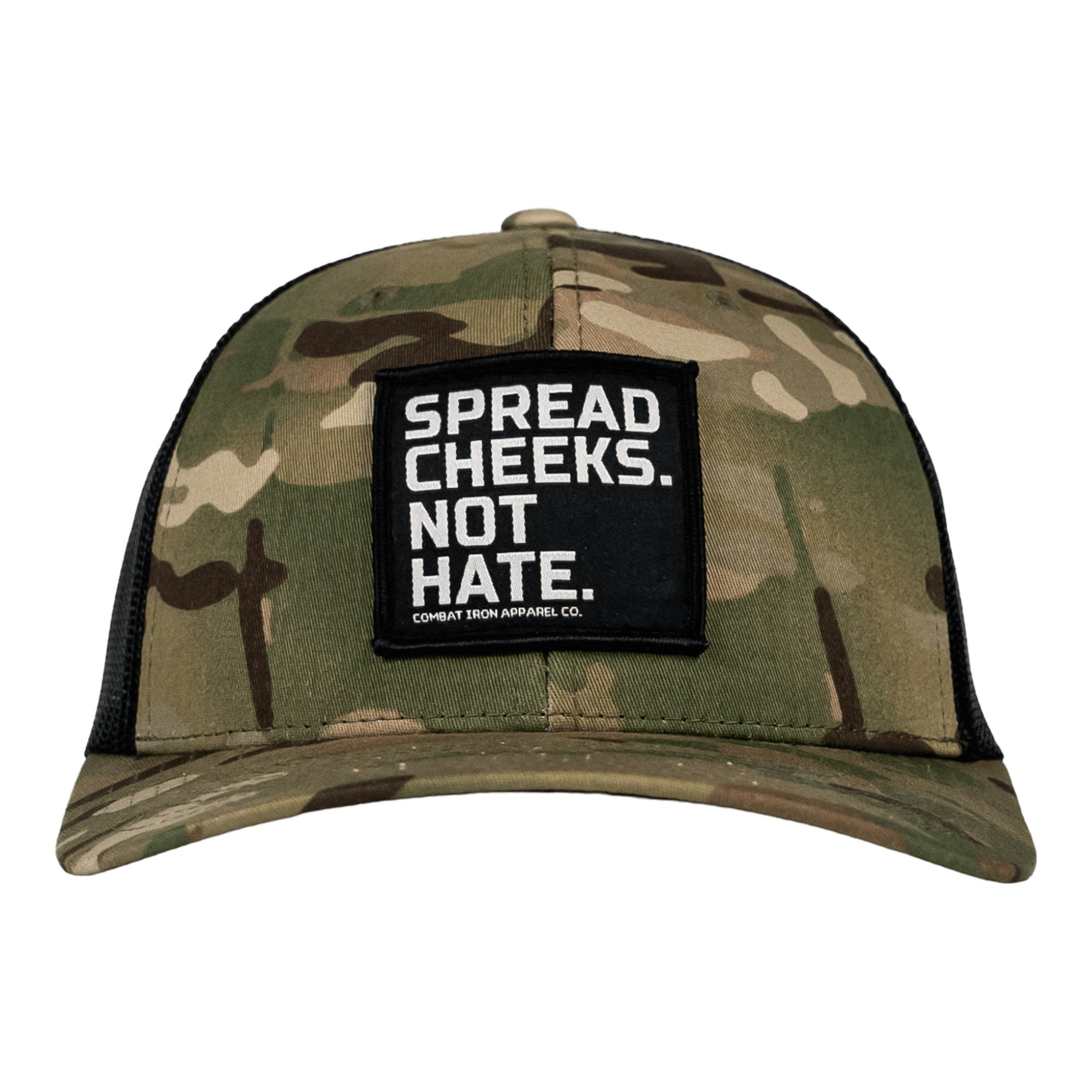 SPREAD CHEEKS. NOT HATE. Patch Snapback HAT - Combat Iron Apparel Co.