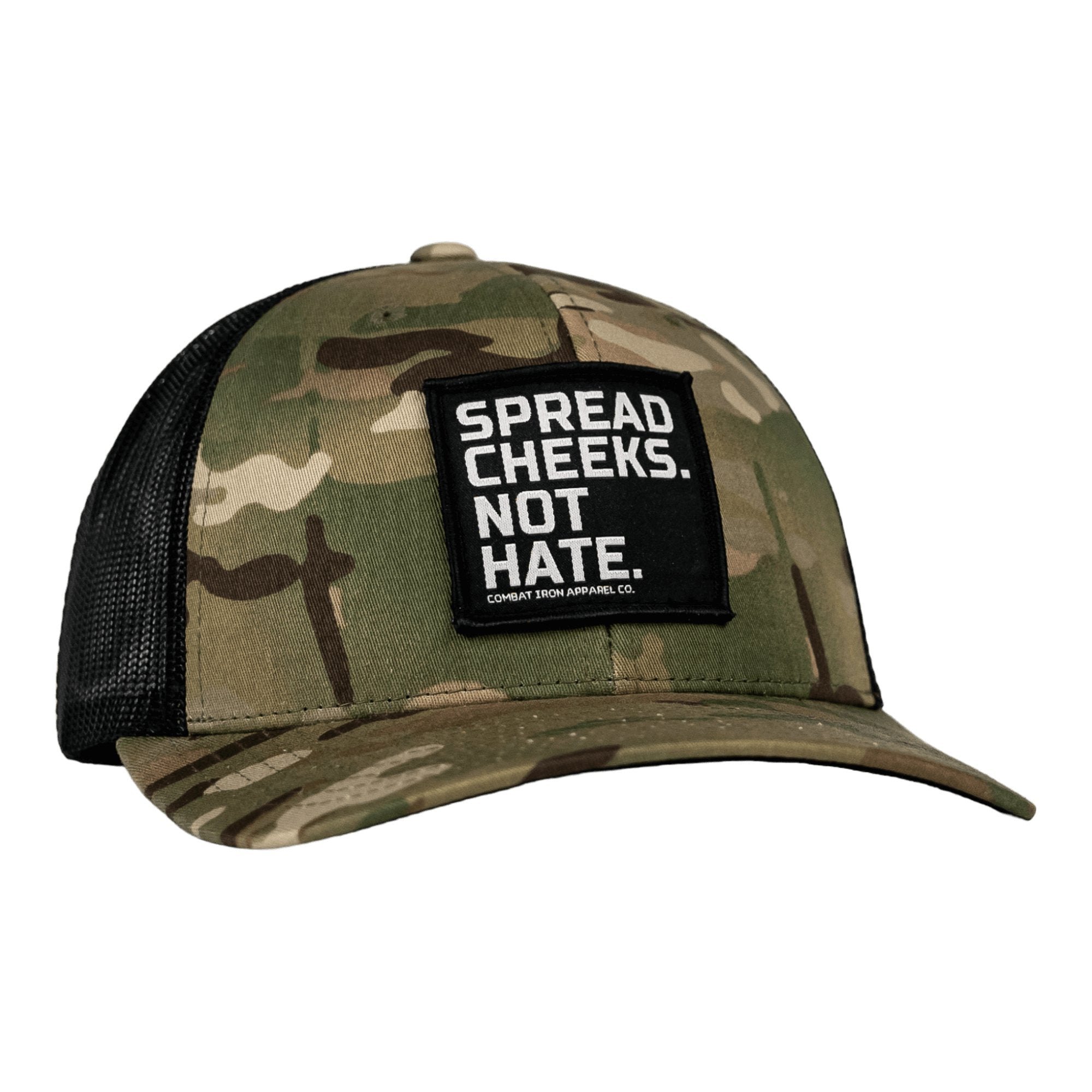 SPREAD CHEEKS. NOT HATE. Patch Snapback HAT - Combat Iron Apparel Co.