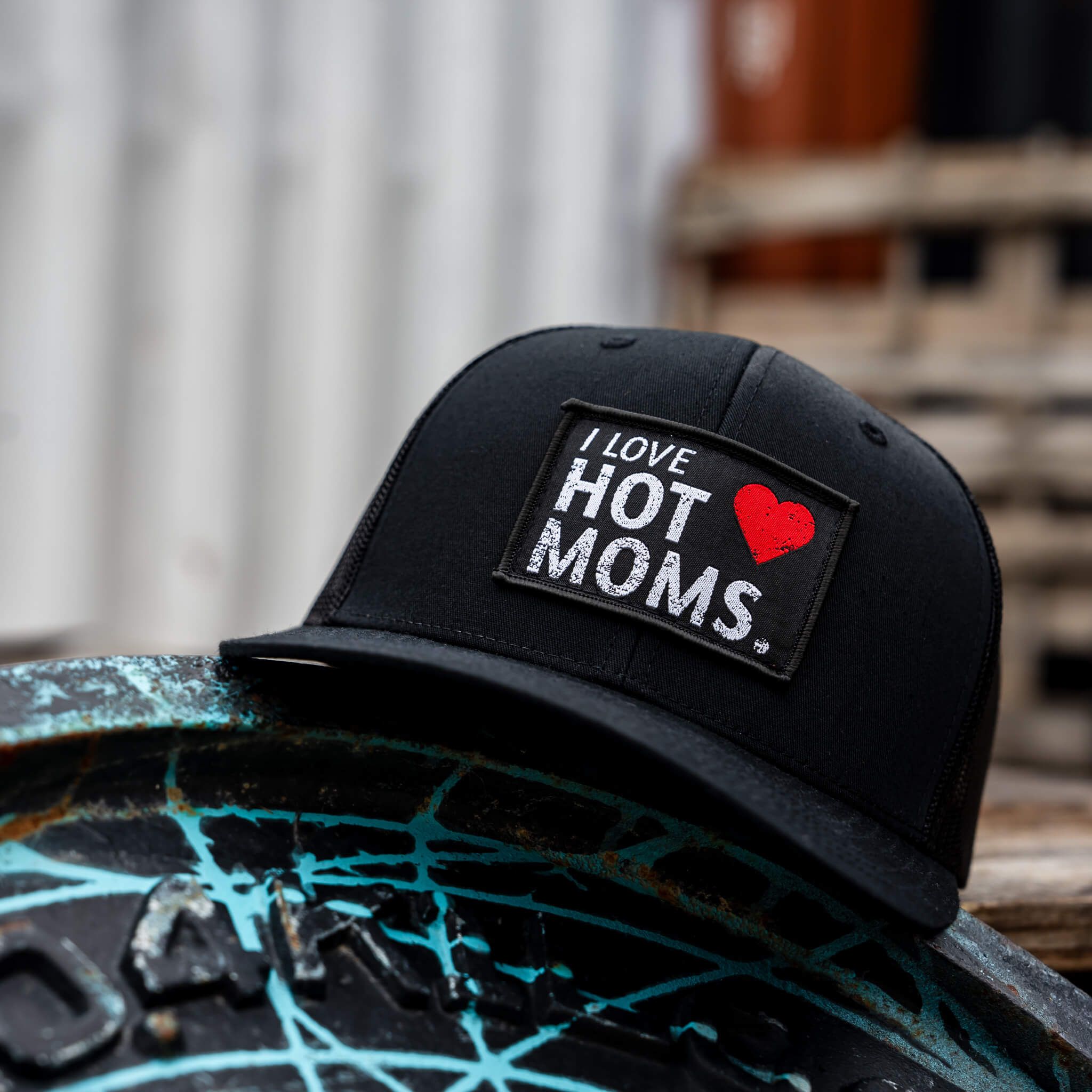 I Love Hot Mom's Patch Snapback Hat - Combat Iron Apparel Co.