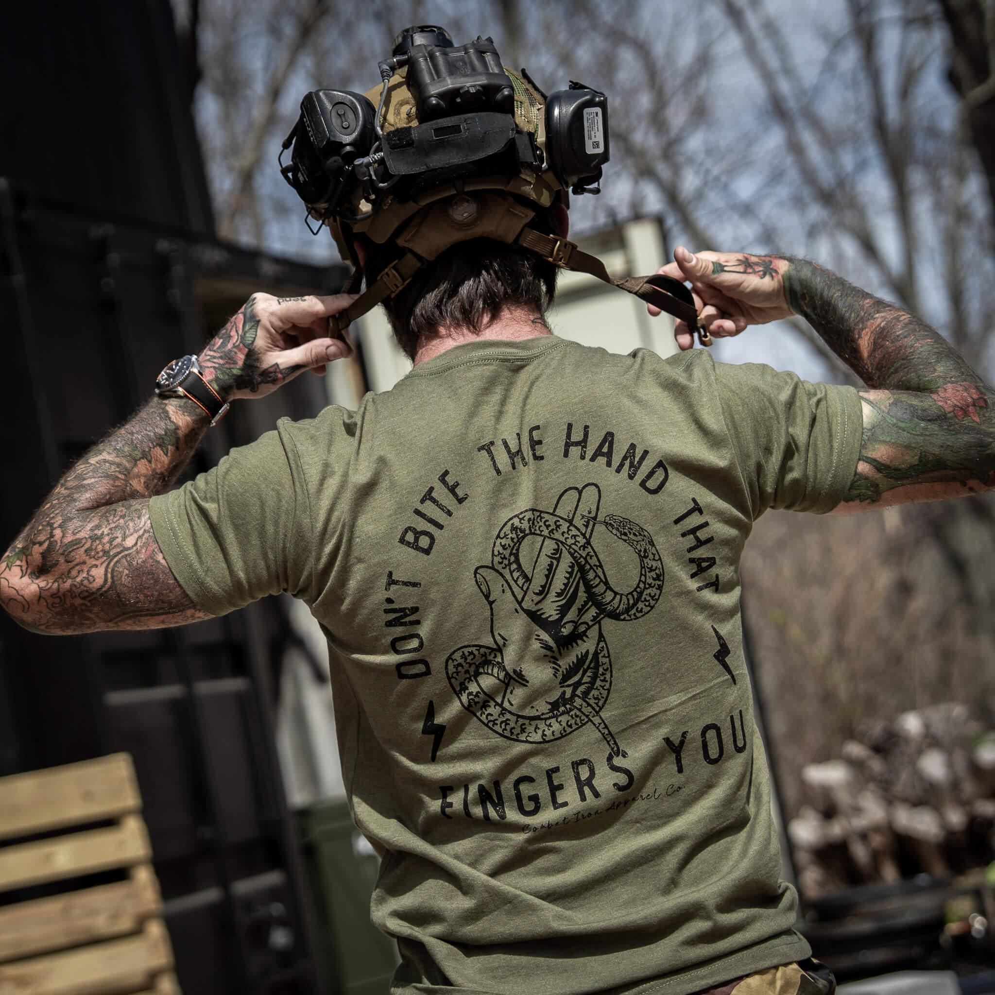 Don't Bite The Hand That Fingers You Men's T-Shirt - Combat Iron Apparel Co.