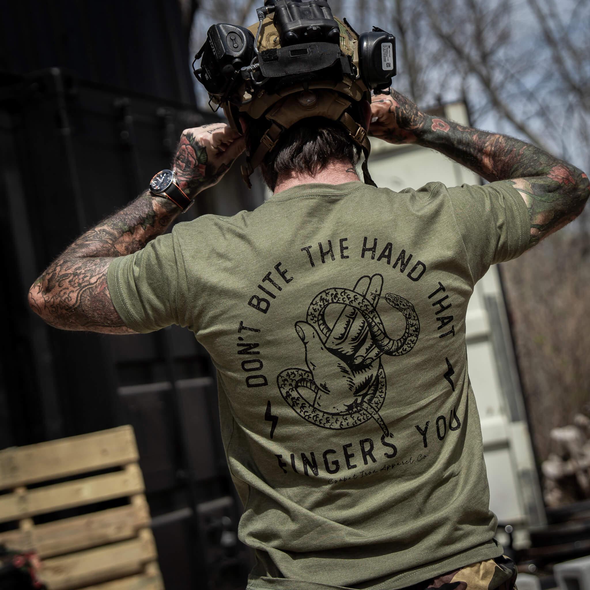 Don't Bite The Hand That Fingers You Men's T-Shirt - Combat Iron Apparel Co.