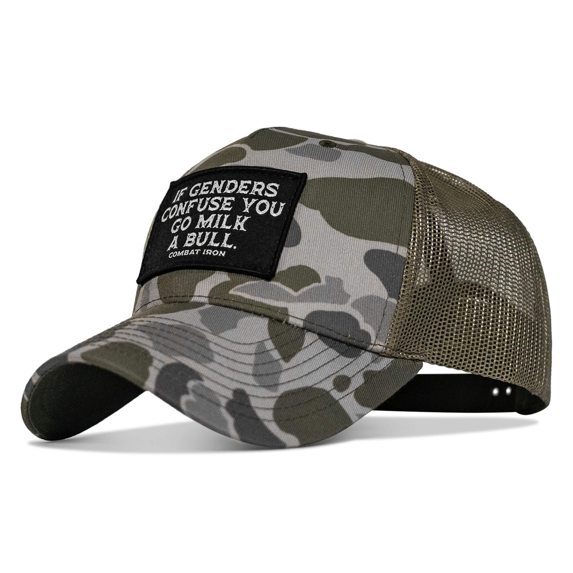 If Genders Confuse You, Go Milk A Bull Patch Snapback Hat - Combat Iron Apparel Co.