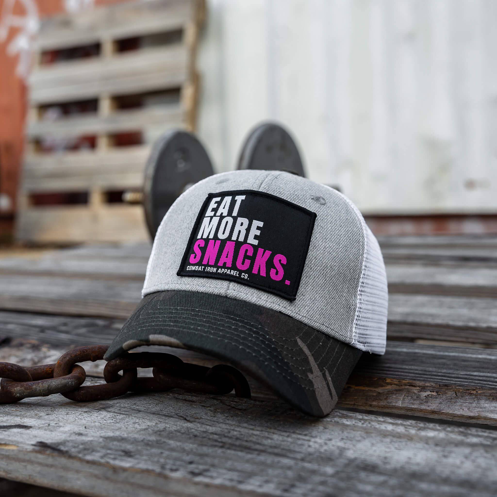 Eat More Snacks Patch Snapback Hat - Combat Iron Apparel Co.