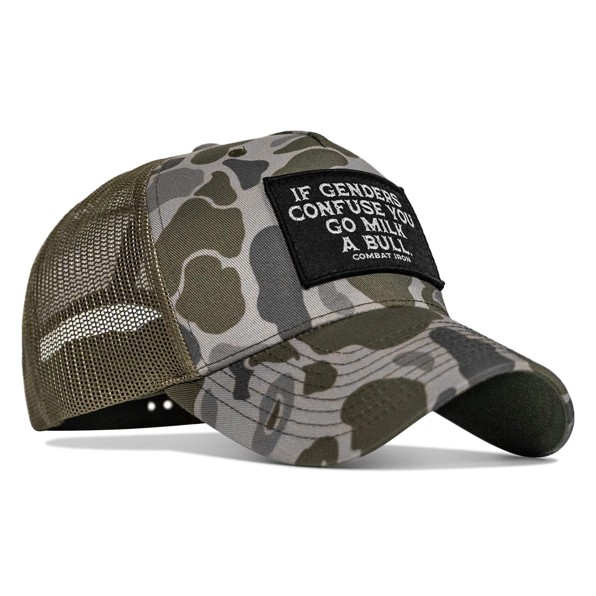 If Genders Confuse You, Go Milk A Bull Patch Snapback Hat - Combat Iron Apparel Co.