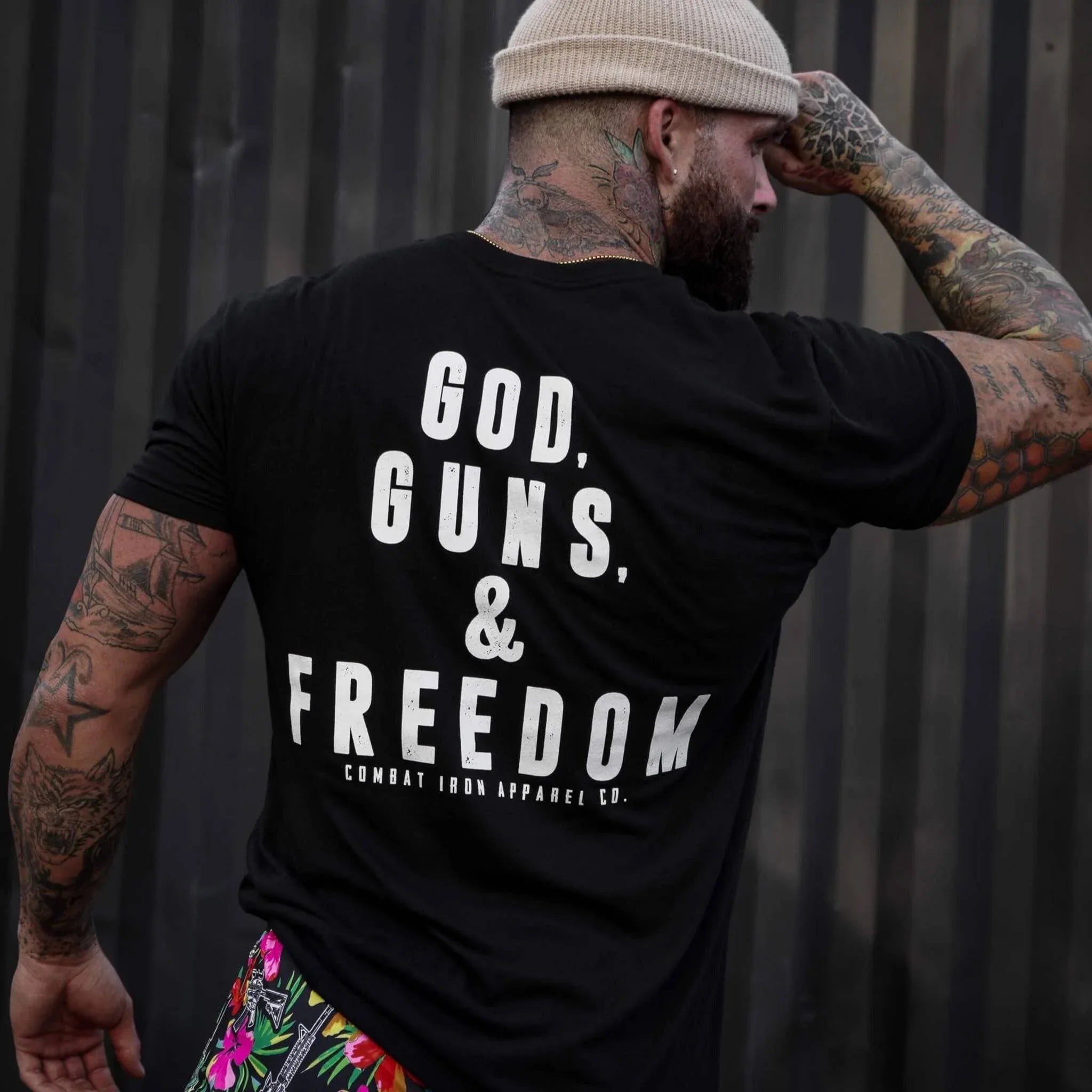GOD, GUNS, & FREEDOM Men's T-Shirt - Combat Iron Apparel Co.