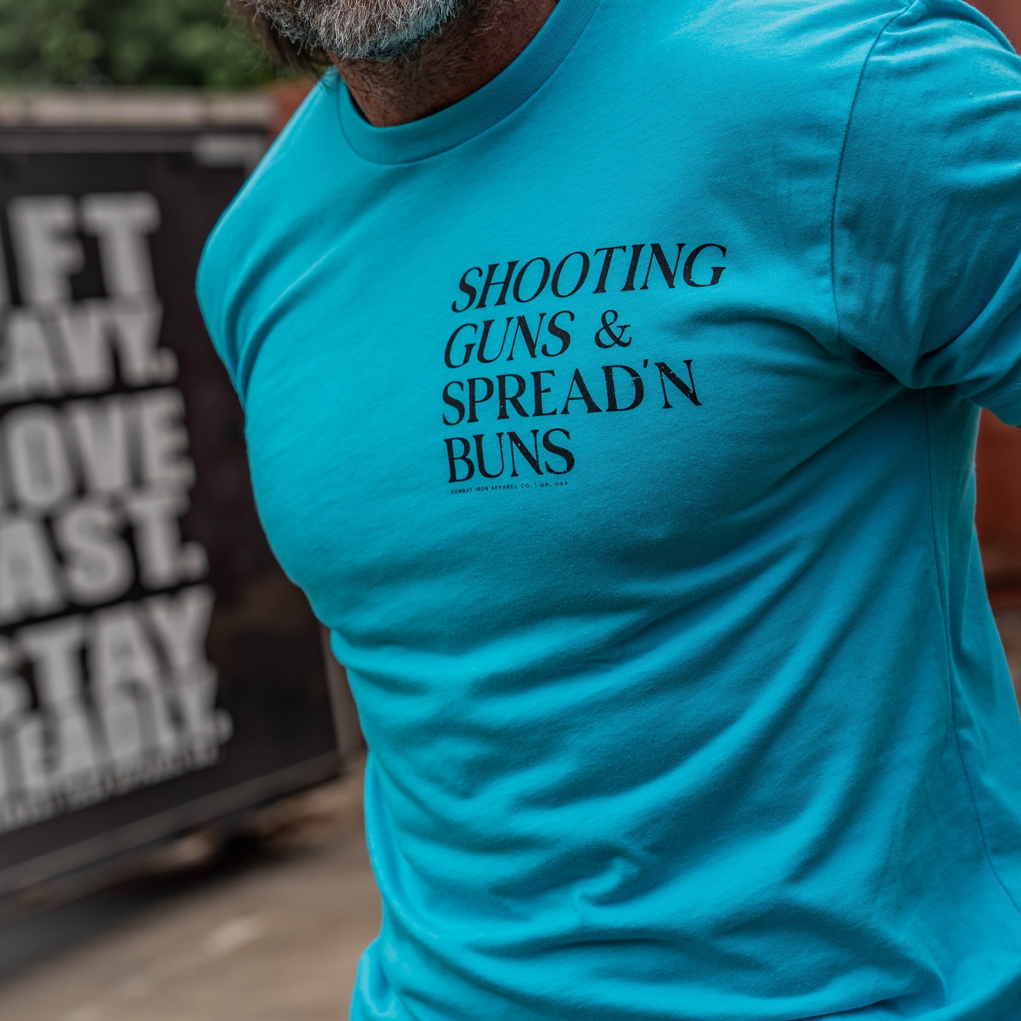 Shooting Guns & Spread'n Buns Men's T-Shirt - Combat Iron Apparel Co.