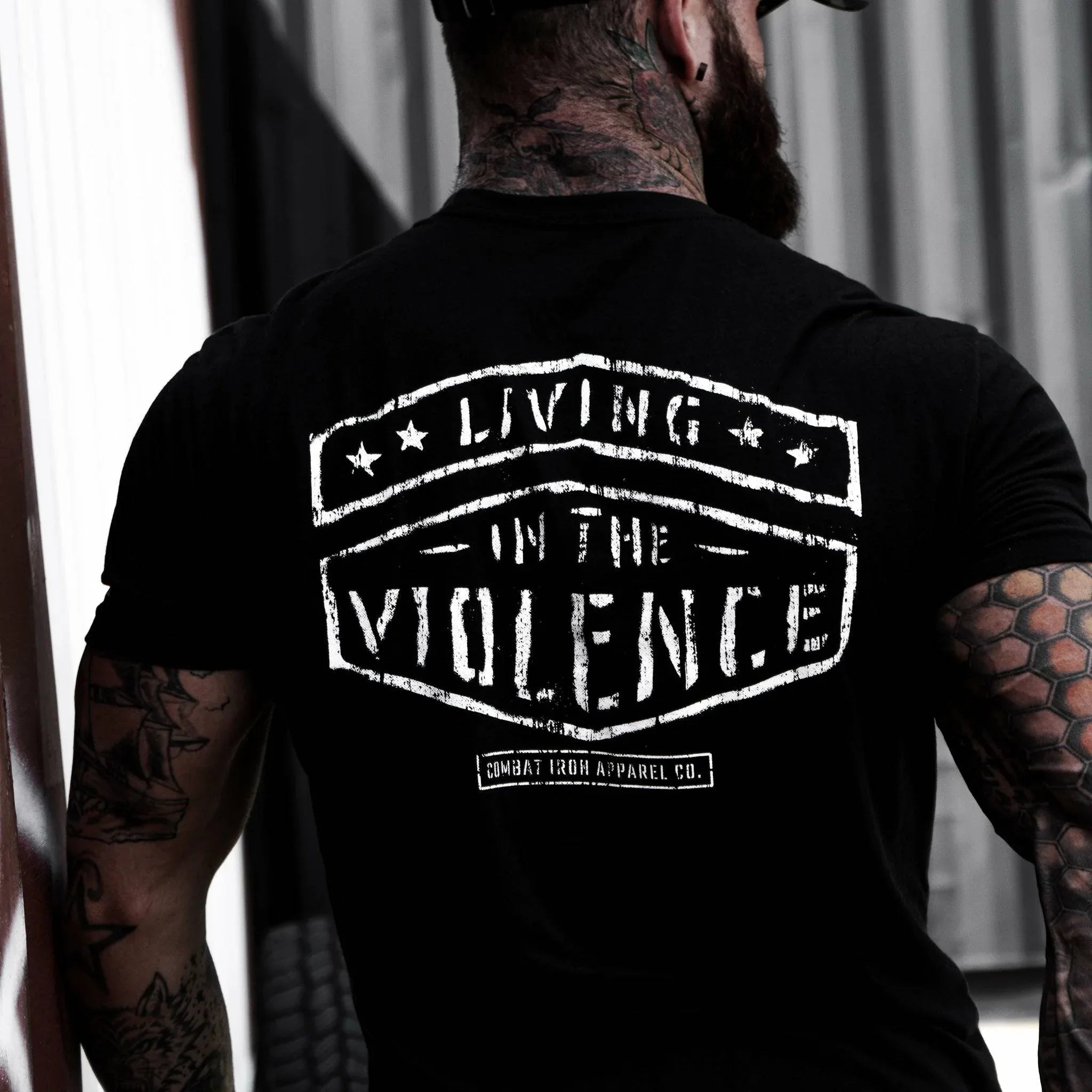 LIVING IN THE VIOLENCE MEN’S T-SHIRT - Combat Iron Apparel Co.