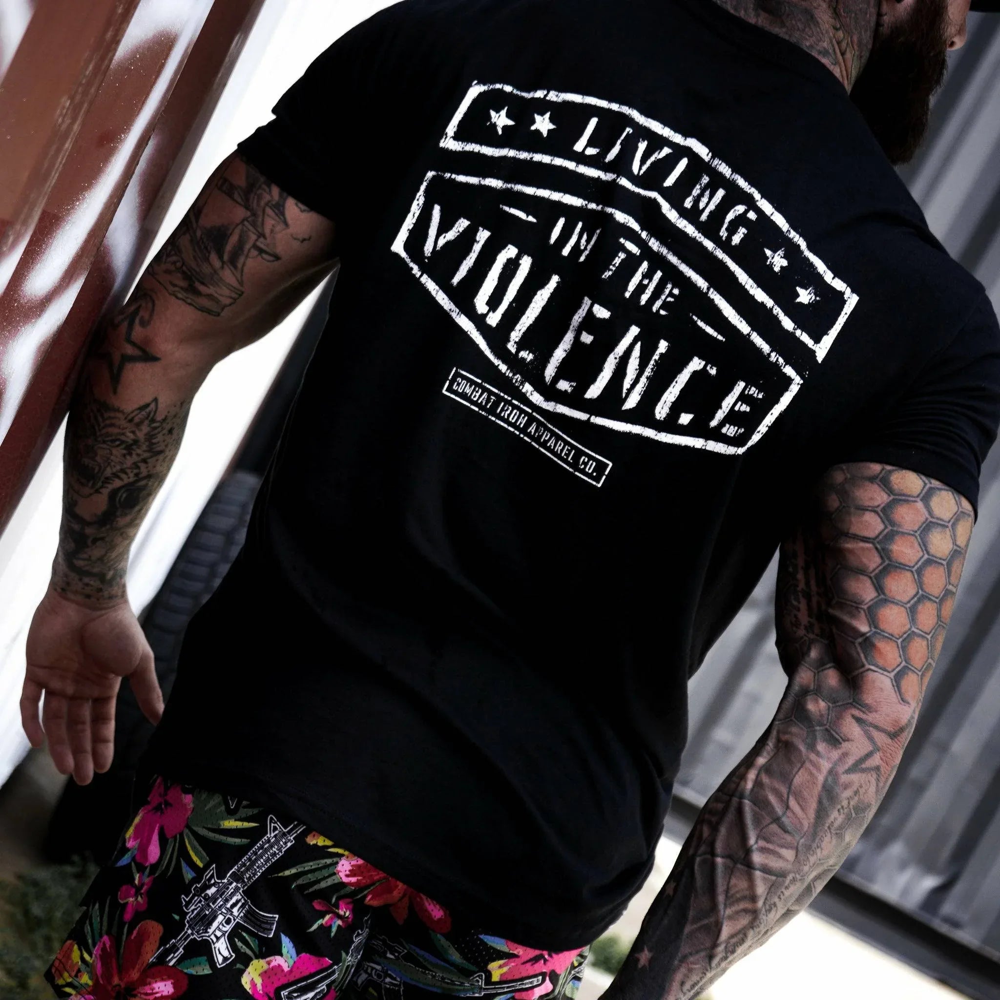 LIVING IN THE VIOLENCE MEN’S T-SHIRT - Combat Iron Apparel Co.