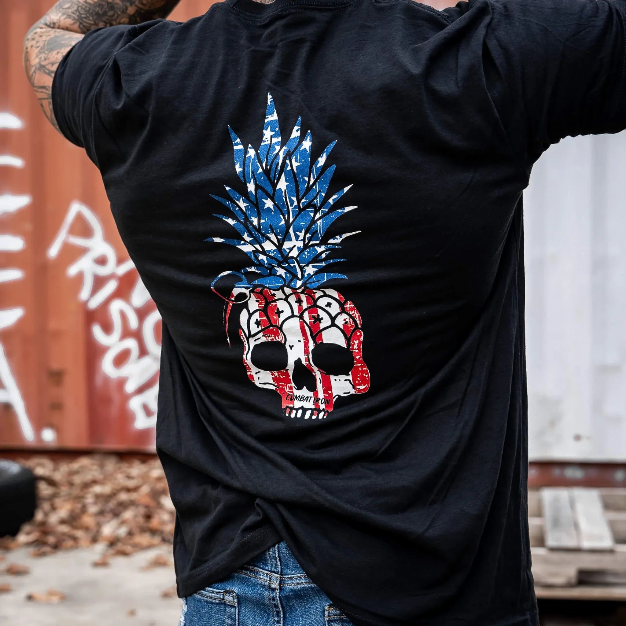 American Flag USA Pineapple Grenade Men's T-Shirt - Combat Iron Apparel Co.