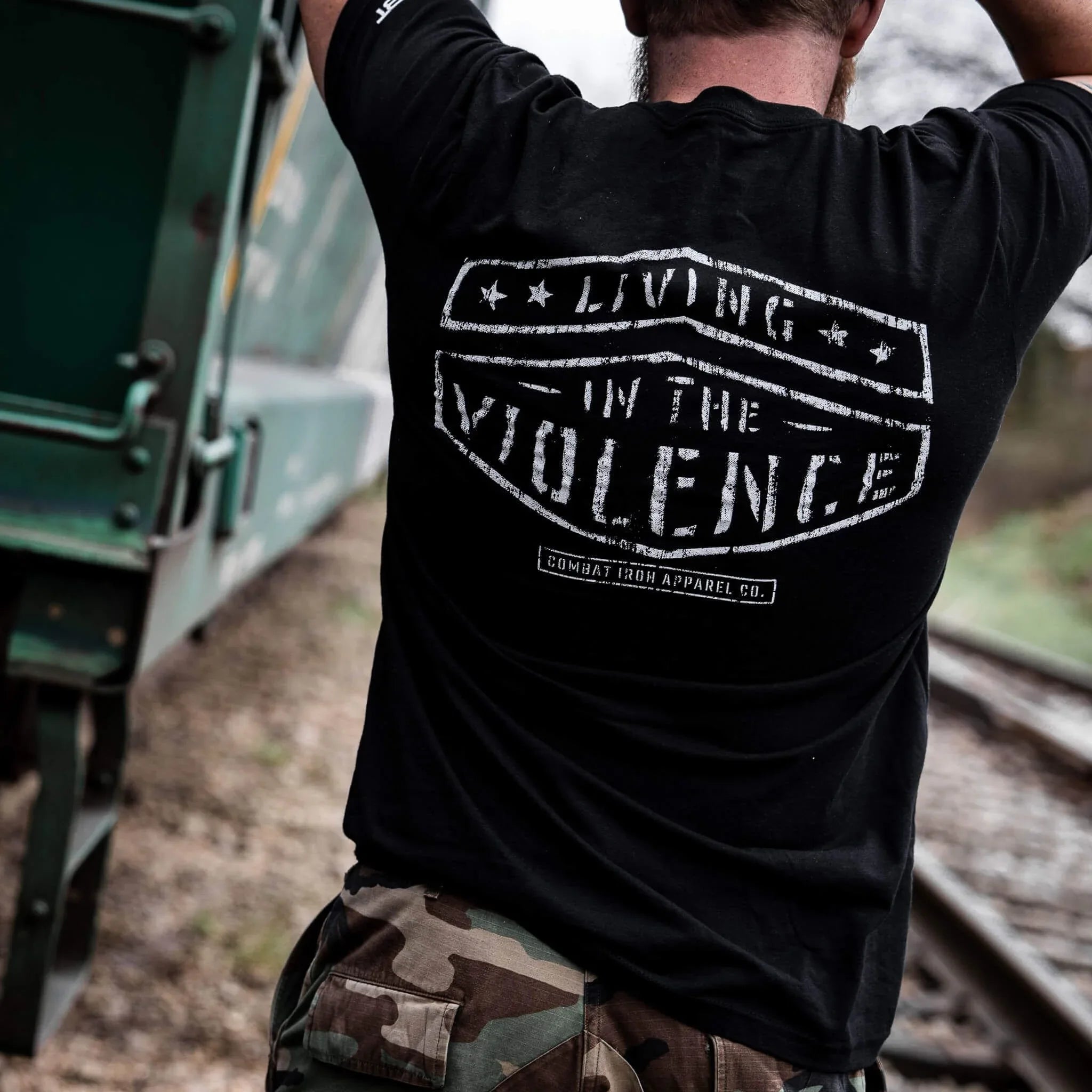 LIVING IN THE VIOLENCE MEN’S T-SHIRT - Combat Iron Apparel Co.