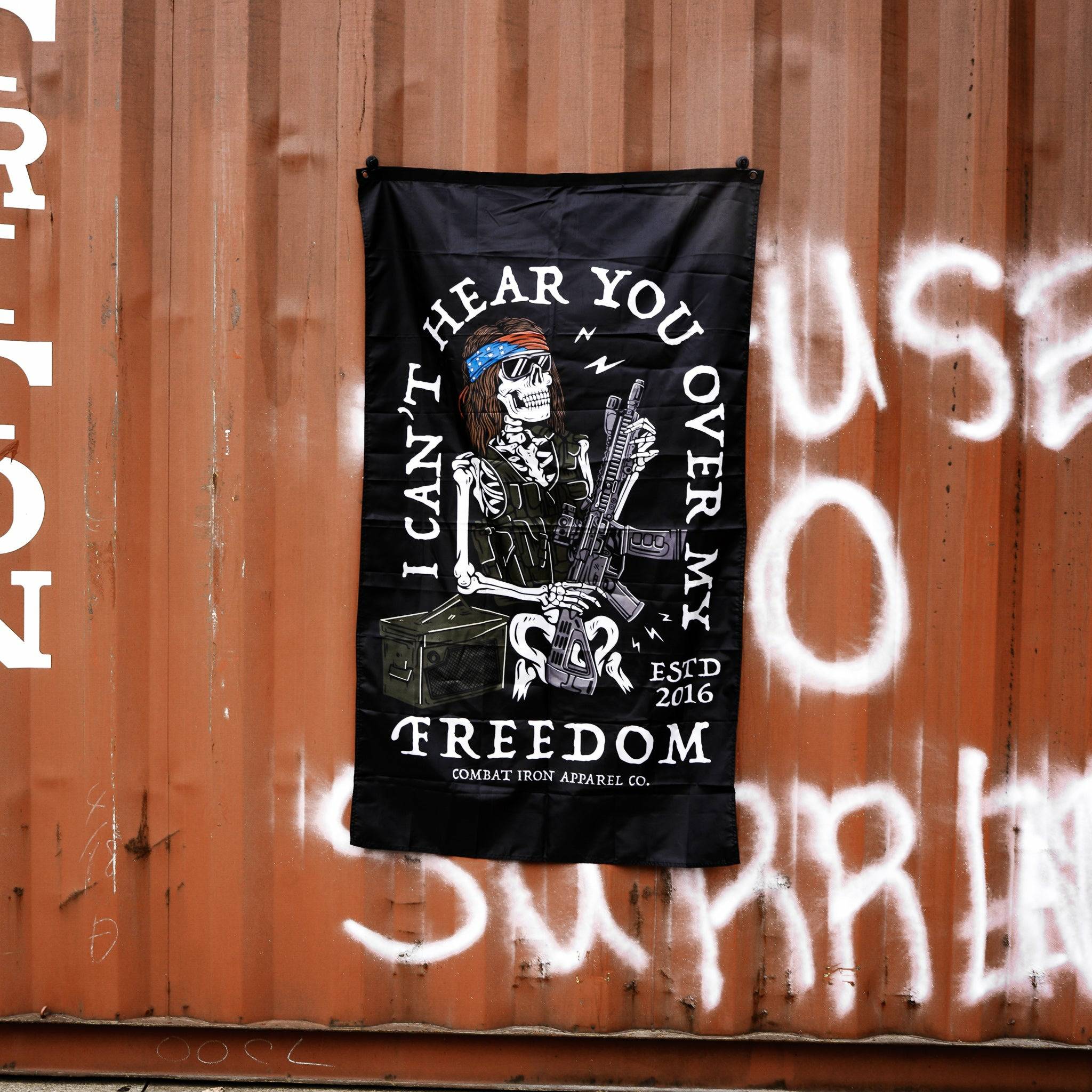 I Can't Hear You Over All My Freedom AR Guitar Rocker 3' X 5' Wall Flag  - Combat Iron Apparel Co.