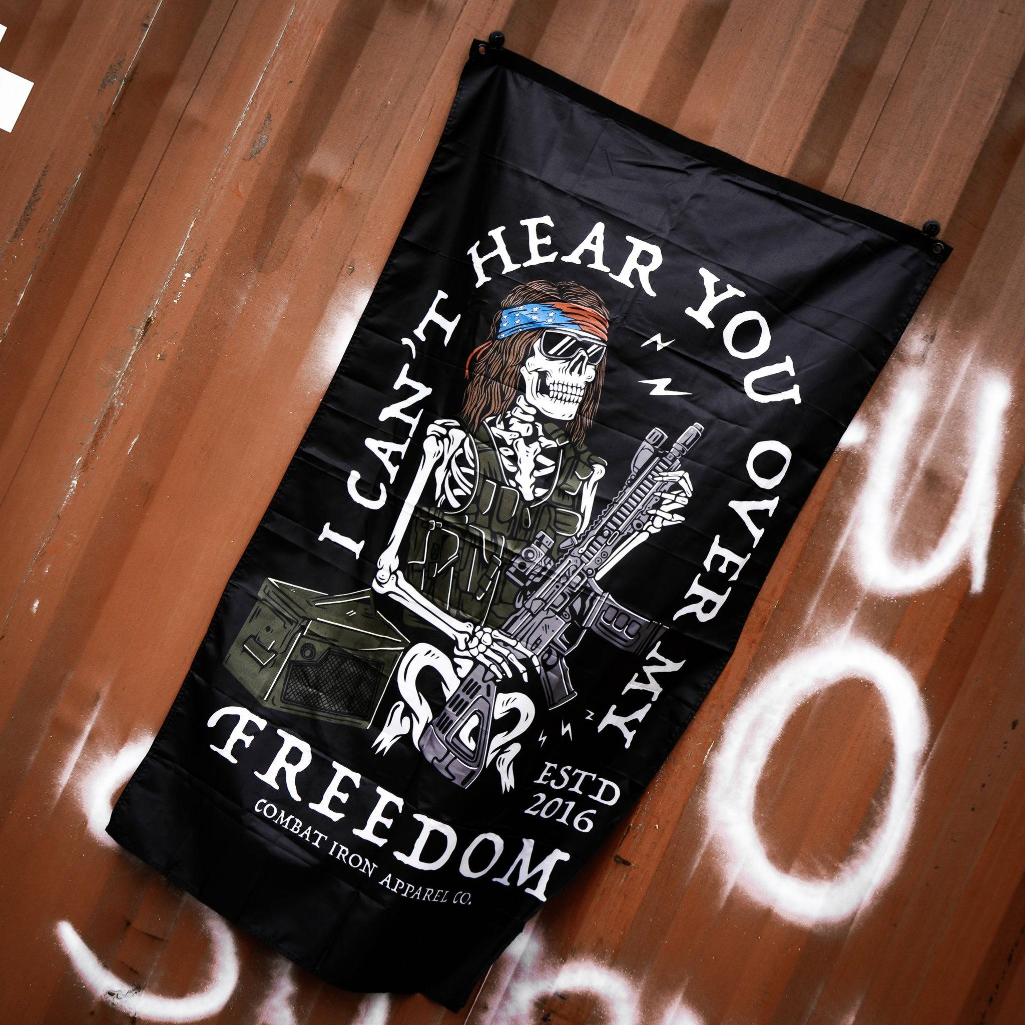 I Can't Hear You Over All My Freedom AR Guitar Rocker 3' X 5' Wall Flag  - Combat Iron Apparel Co.