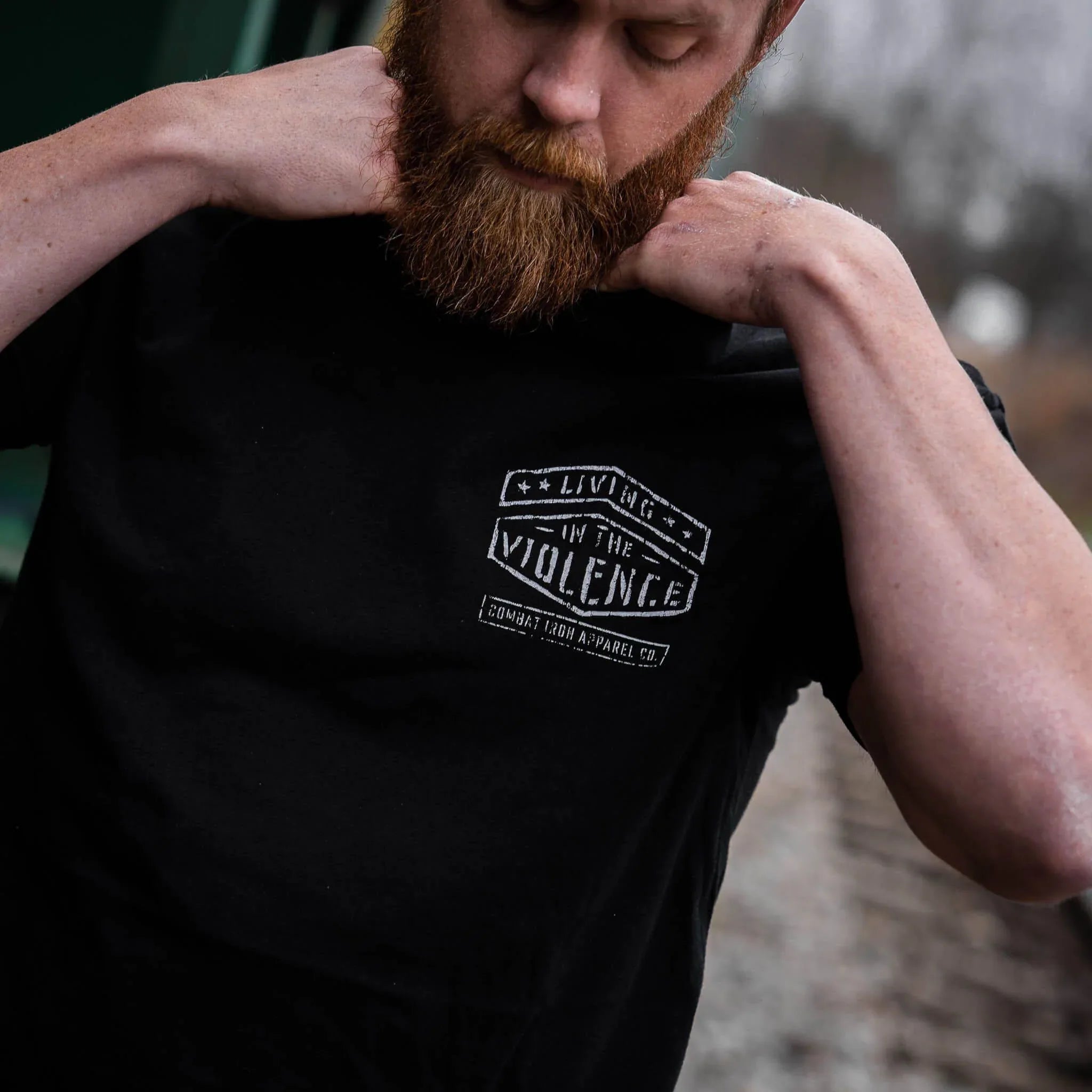 LIVING IN THE VIOLENCE MEN’S T-SHIRT - Combat Iron Apparel Co.