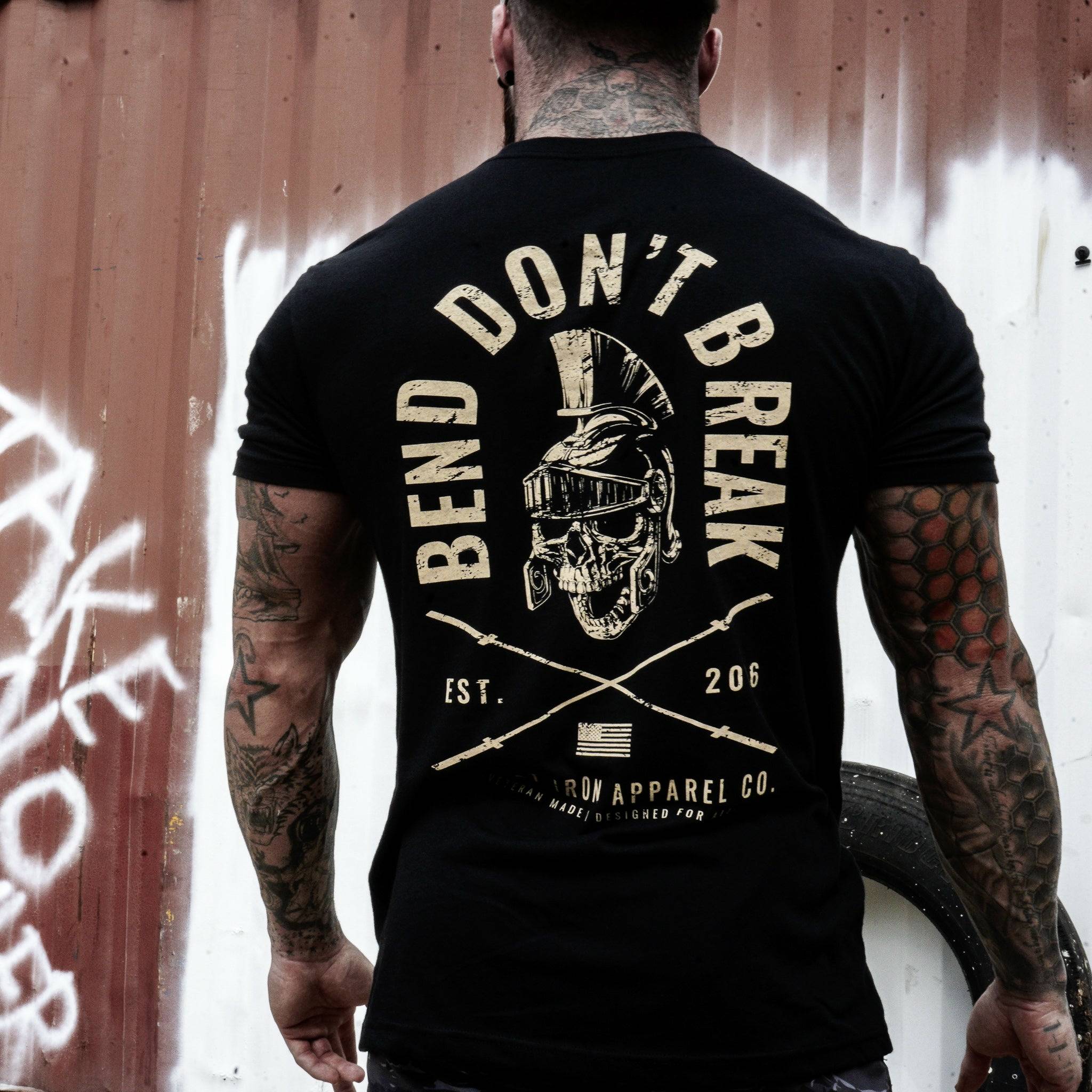 Bend Don't Break Barbell Skull Men's T-Shirt - Combat Iron Apparel Co.
