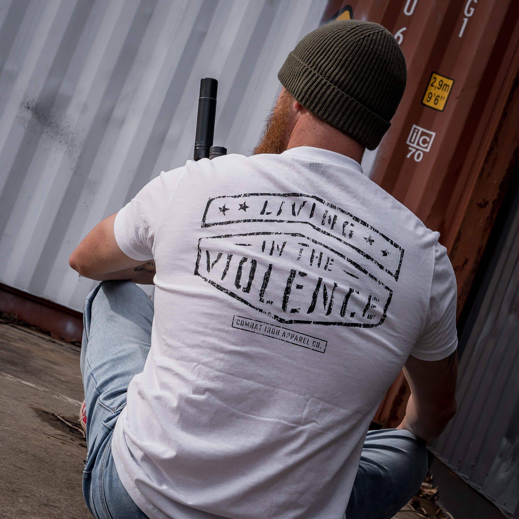 LIVING IN THE VIOLENCE MEN’S T-SHIRT - Combat Iron Apparel Co.