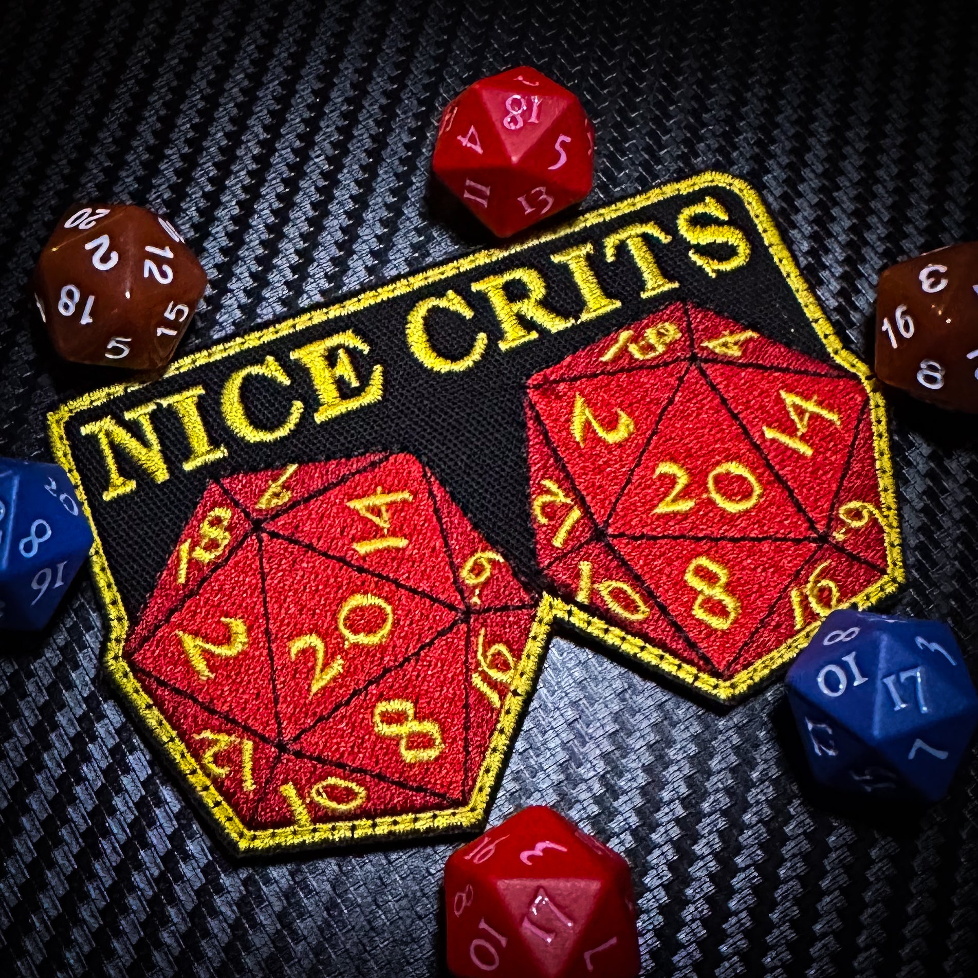 Nice Crits D&D - Roll a set of Natural 20 - Yes they are real -  2.5 x 3.75" Embroidered Patch