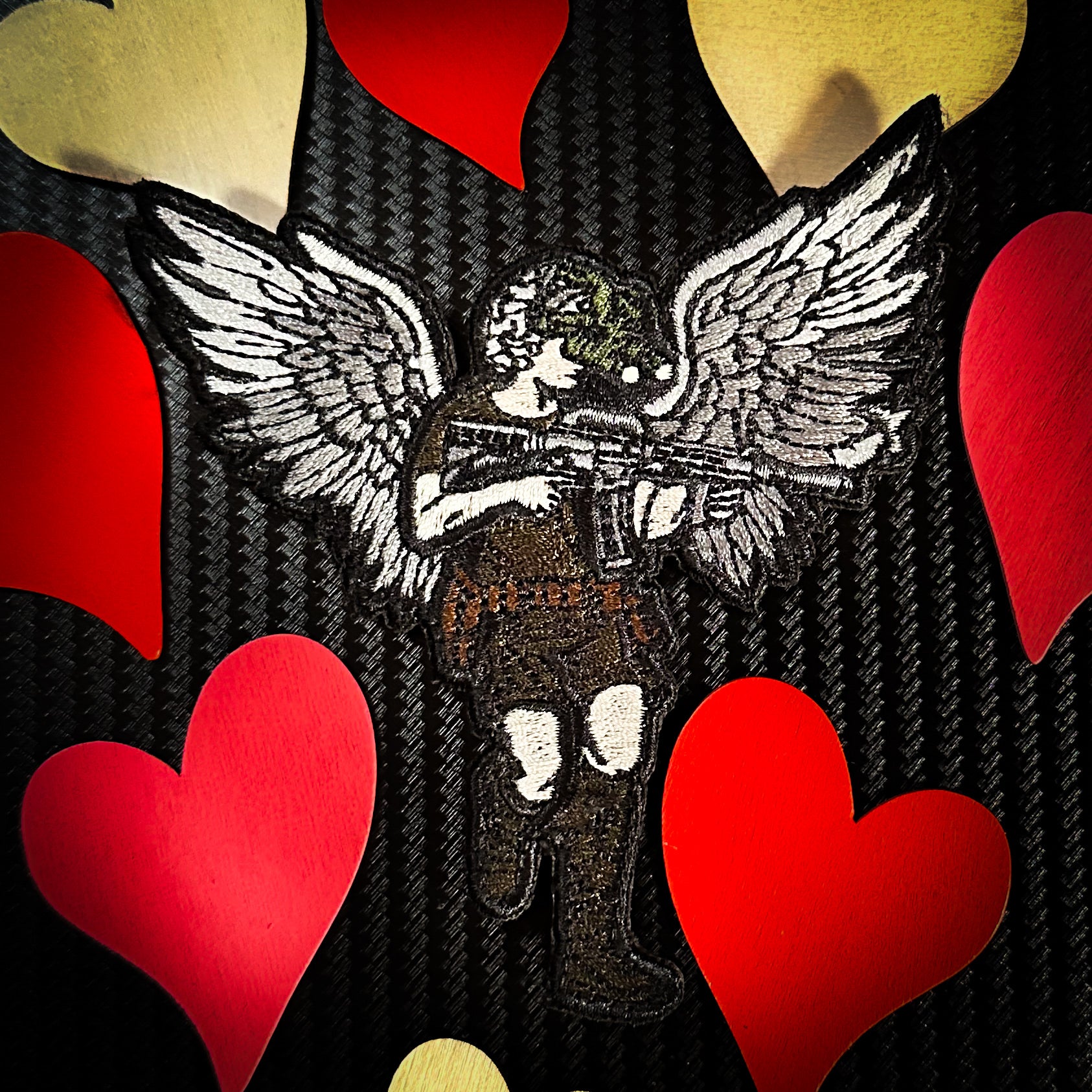 Tactical Cupid Cherub with AR-15 and Glow in the Dark Night Vision  - 4.25" inch Patch