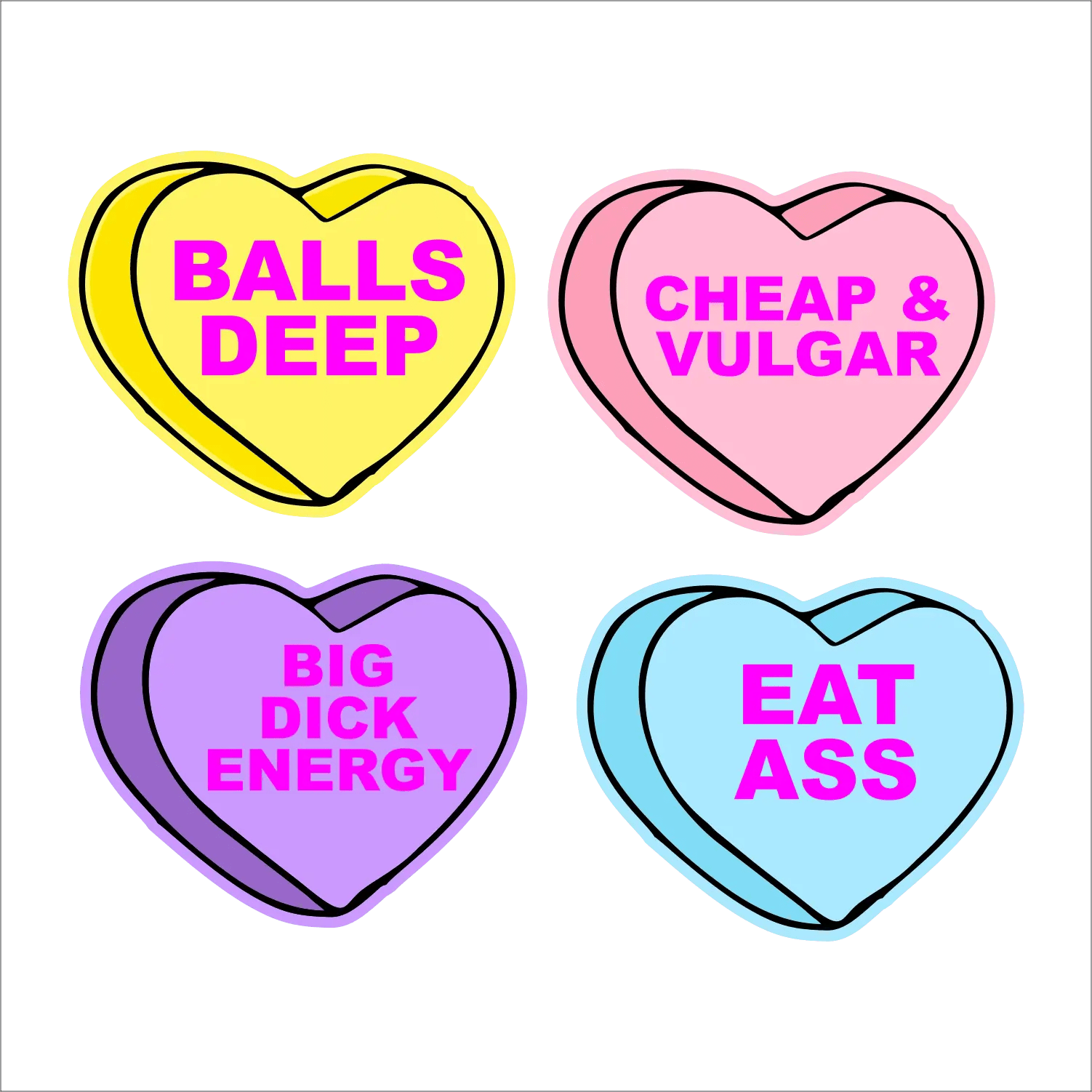 Offensive Conversation Heart Sticker Sheet NSFW