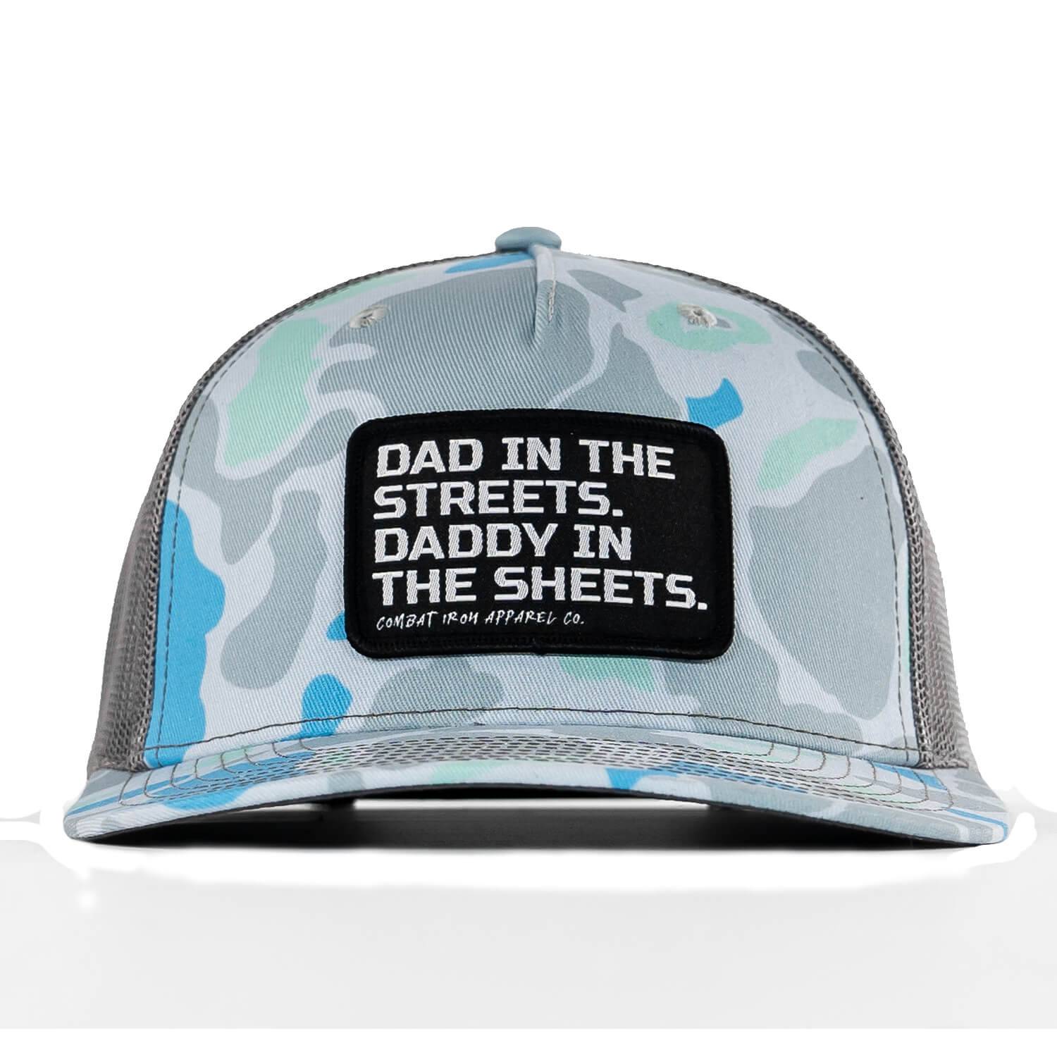 Dad In The Streets. Daddy In The Sheets. Black Patch Snapback Hat - Combat Iron Apparel Co.