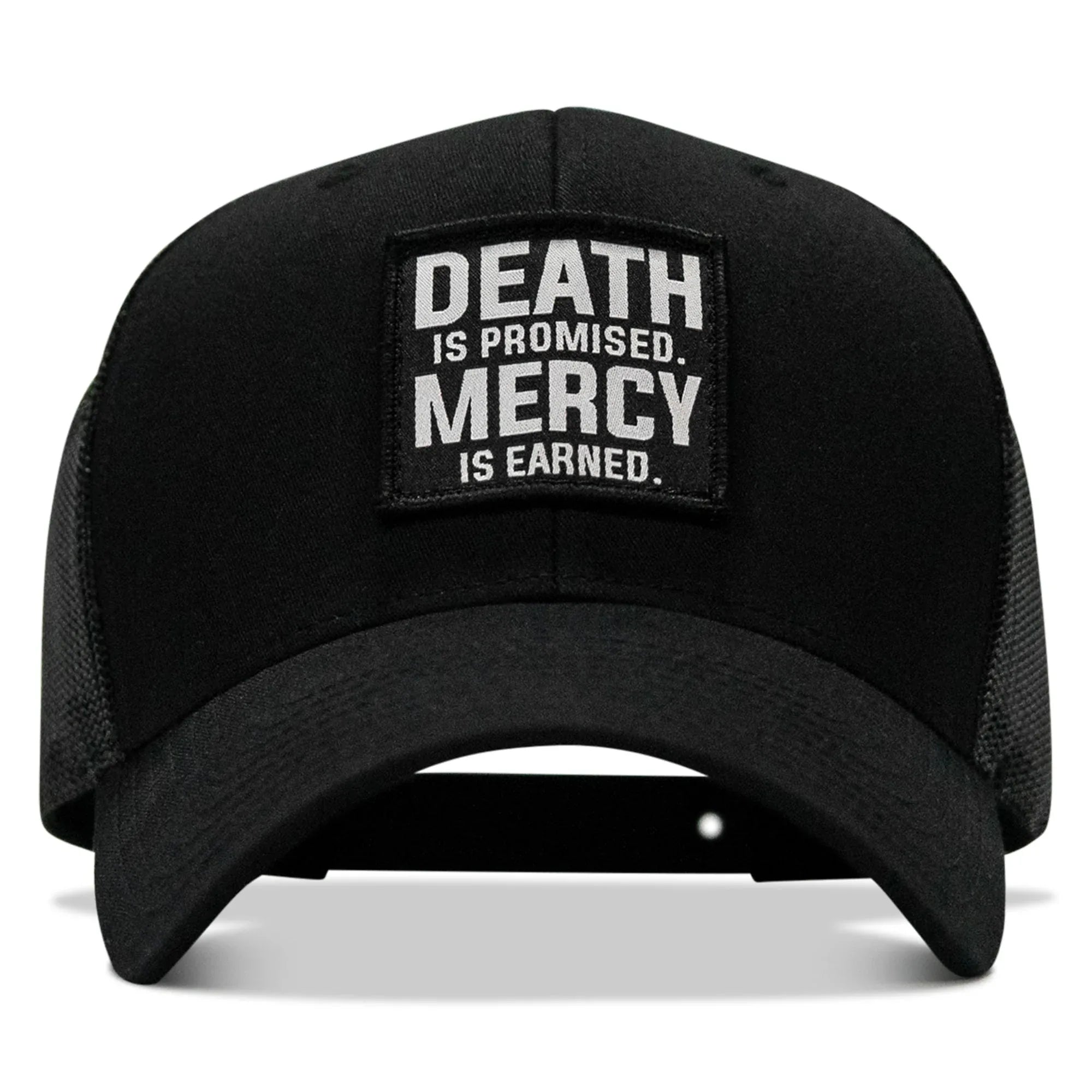 Death Is Promised. Mercy Is Earned Patch Snapback Hat - Combat Iron Apparel Co.