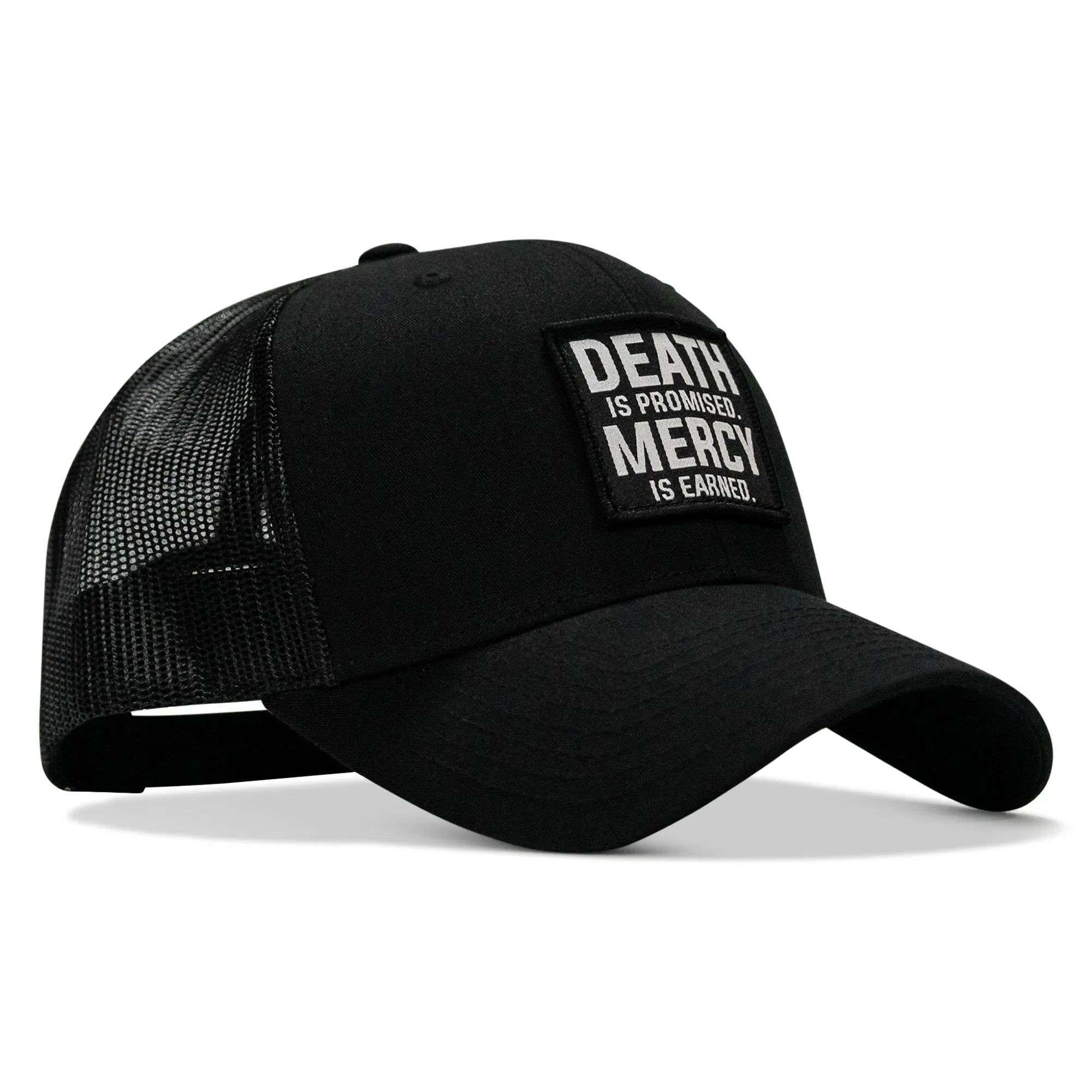 Death Is Promised. Mercy Is Earned Patch Snapback Hat - Combat Iron Apparel Co.