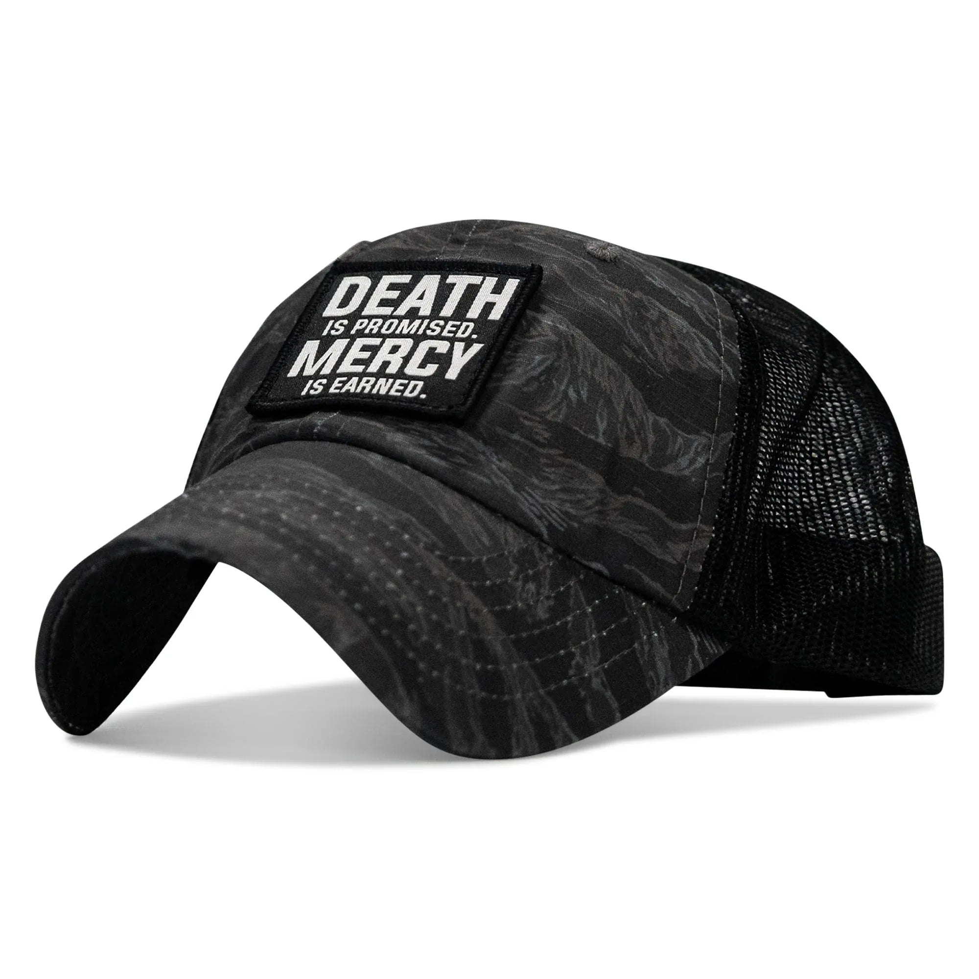 Death Is Promised. Mercy Is Earned Patch. Tactical Ripstop Mesh Snapback Hat - Combat Iron Apparel Co.